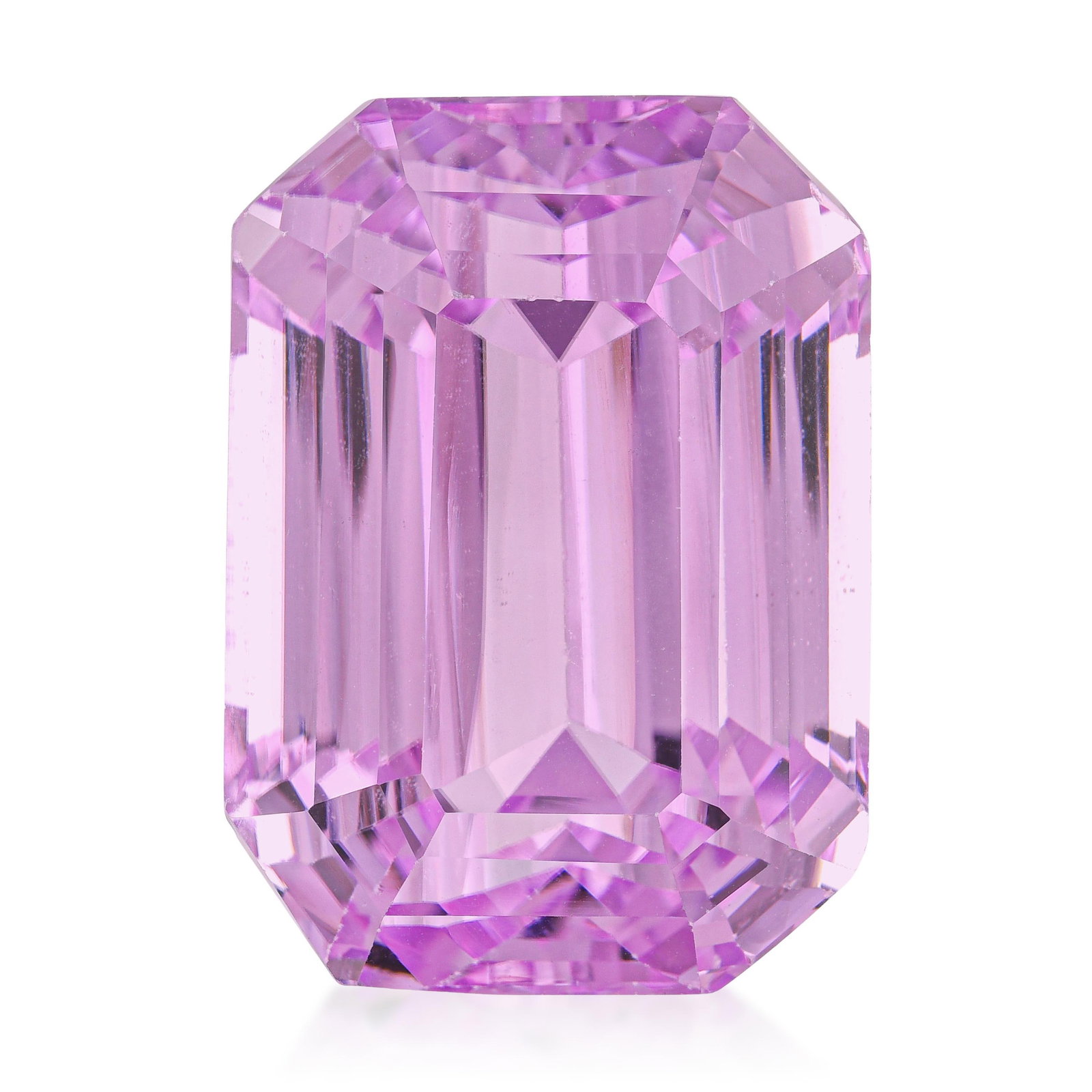 36.00-Carat Emerald Cut Kunzite: ESTIMATED RETAIL PRICE: $3,200* *This is the estimated value a piece of similar quality, craftsmanship, and characteristics could command at retail. At 36 carats, this emerald cut kunzite operates in