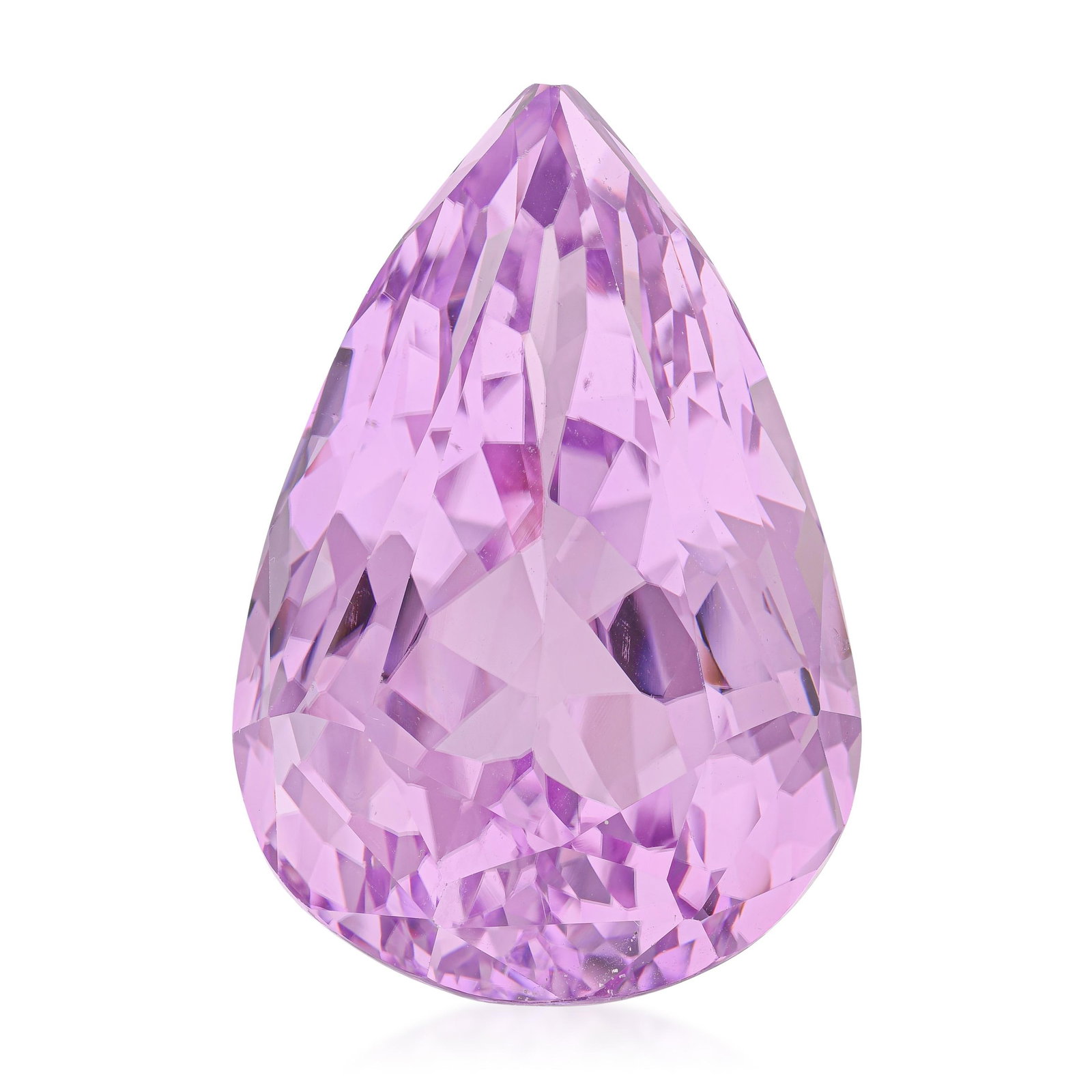 116.50-Carat Pear Shape Kunzite: ESTIMATED RETAIL PRICE: $4,750* *This is the estimated value a piece of similar quality, craftsmanship, and characteristics could command at retail. Past 100 carats, a kunzite is approaching