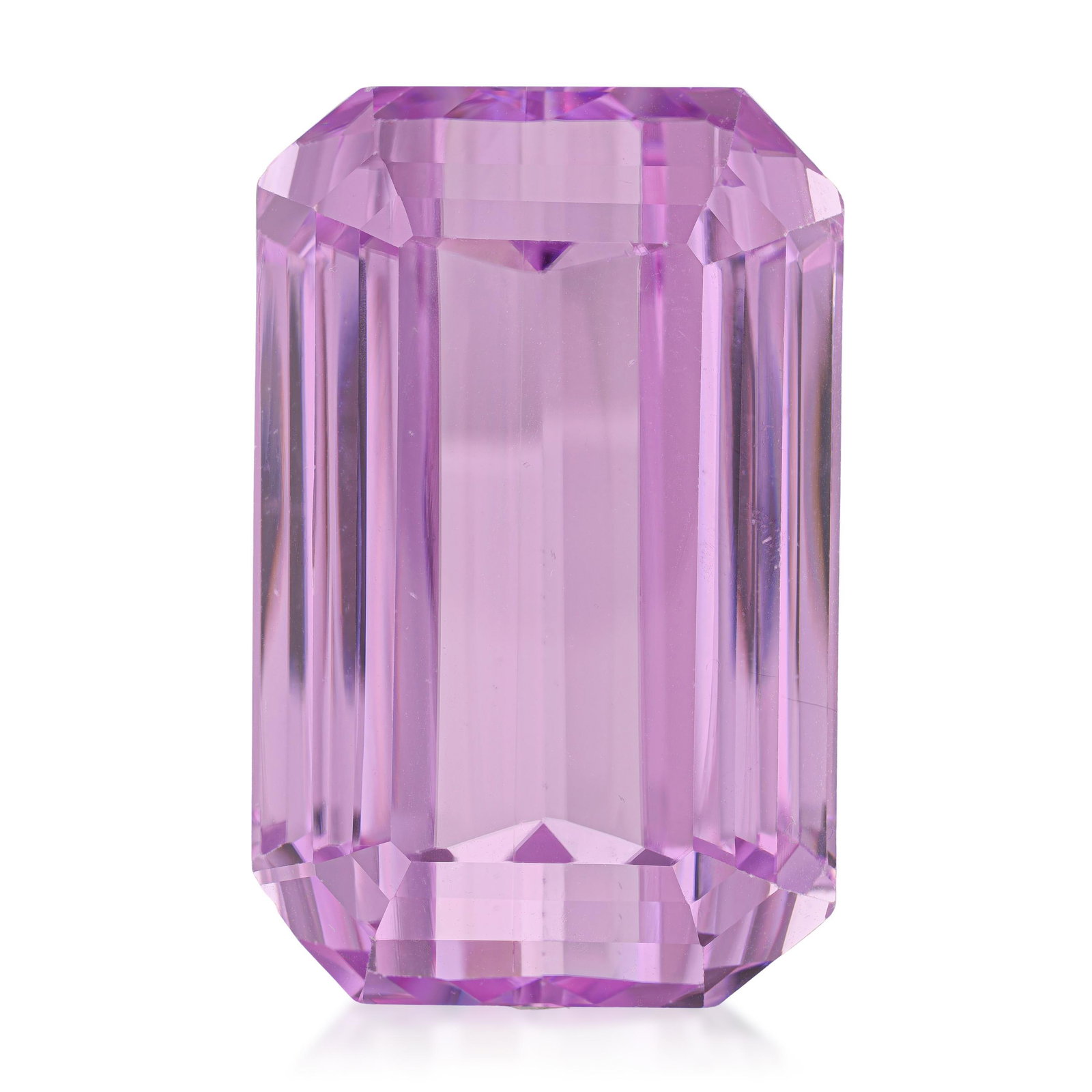 109.00-Carat Emerald Cut Kunzite: ESTIMATED RETAIL PRICE: 3,500* *This is the estimated value a piece of similar quality, craftsmanship, and characteristics could command at retail. Kunzite is one of the few gemstones where size is