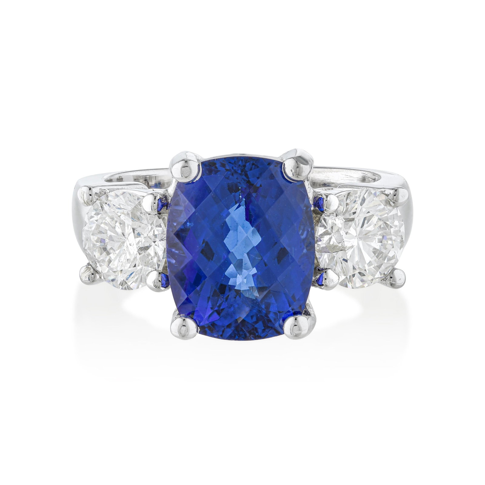Tanzanite and Diamond Three-Stone Ring (1 of 2)