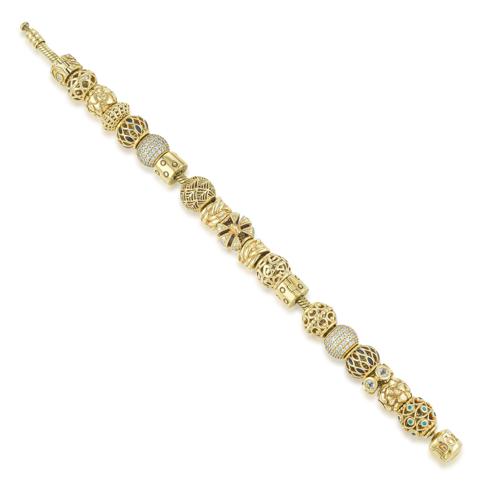 Pandora 14K Gold Charm Bracelet: ESTIMATED RETAIL PRICE: 14,000* *This is the estimated value a piece of similar quality, craftsmanship, and characteristics could command at retail. Pandora's solid 14K gold charm bracelet occupies a 