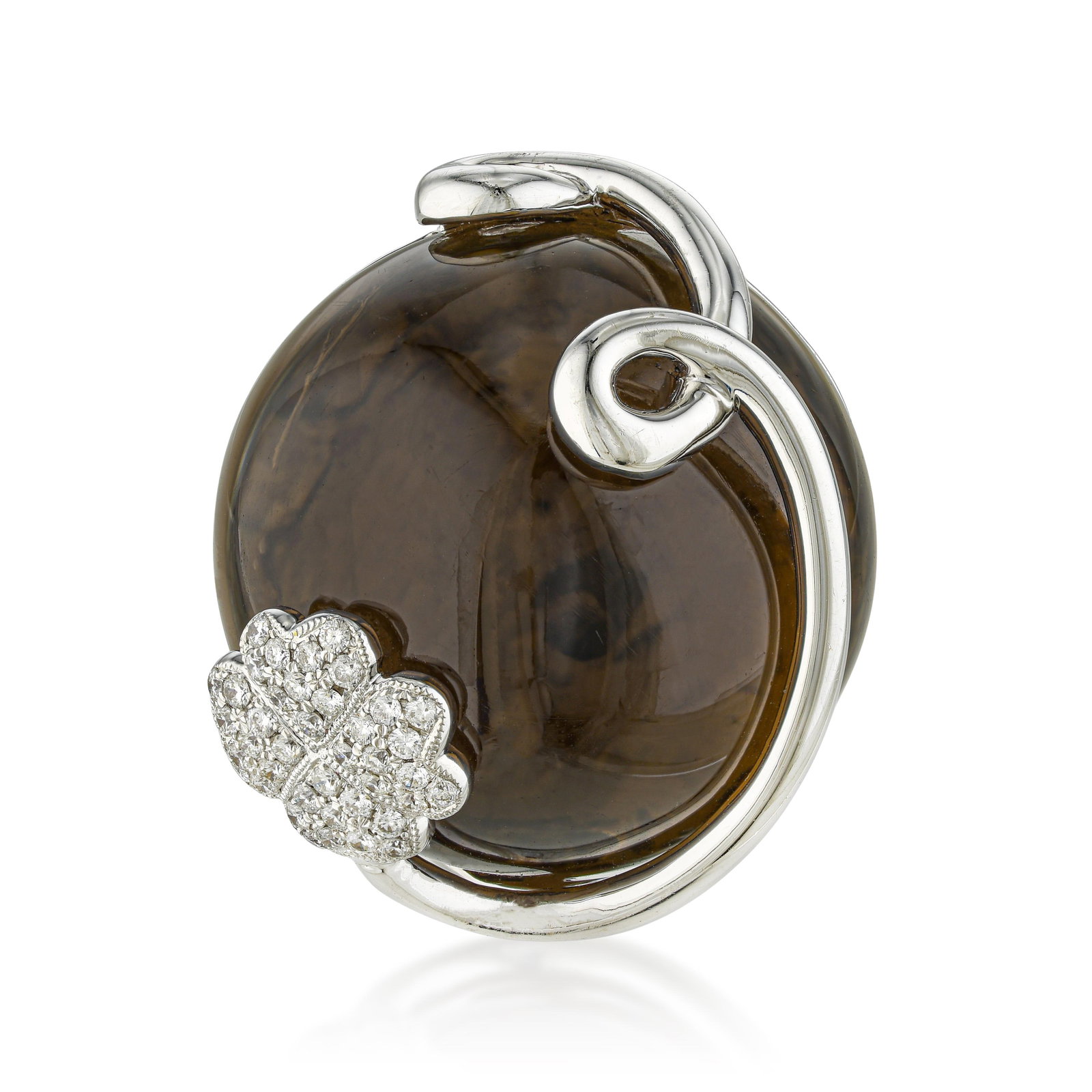 Smoky Quartz and Diamond Floral Ring - 2