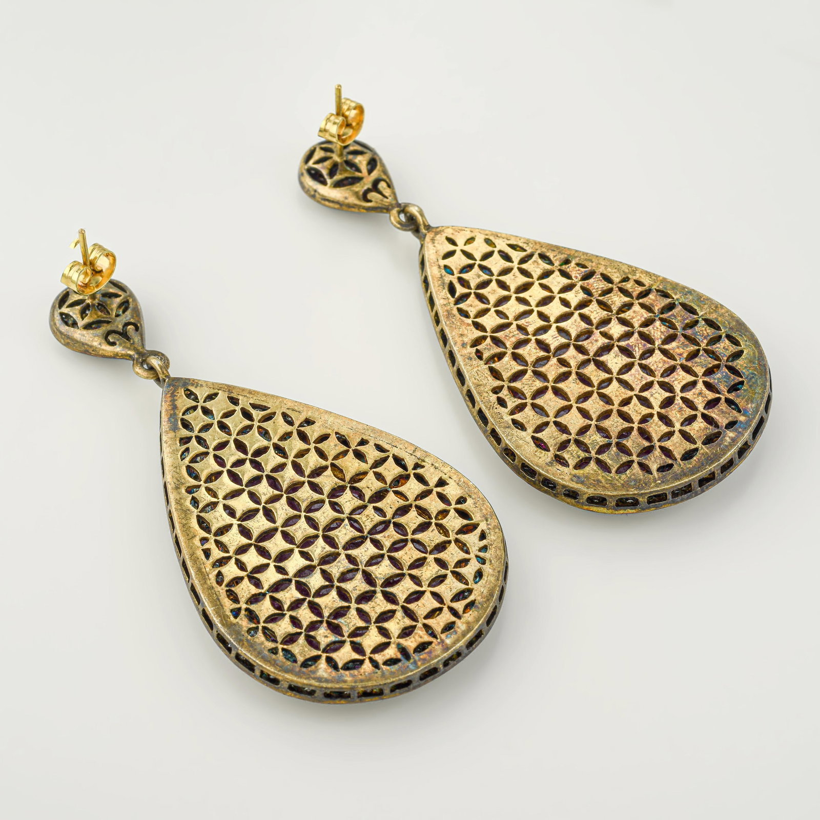 Diamond and Ruby Drop Earrings - 2