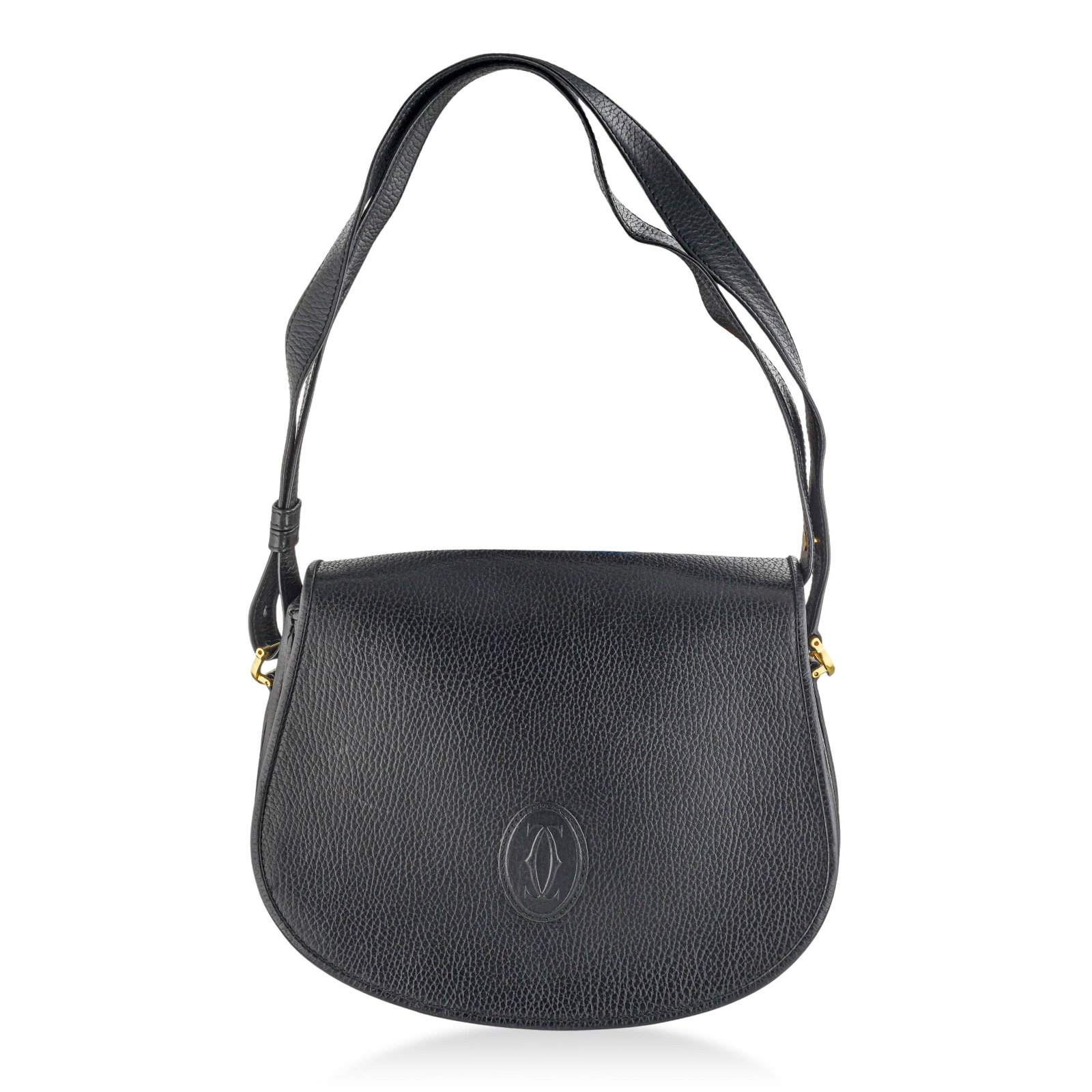 Cartier Must de Cartier Saddle Shoulder Bag - No Reserve: ESTIMATED RETAIL PRICE: $2,000* *This is the estimated value a piece of similar quality, craftsmanship, and characteristics could command at retail. This Cartier Must de Cartier saddle shoulder bag
