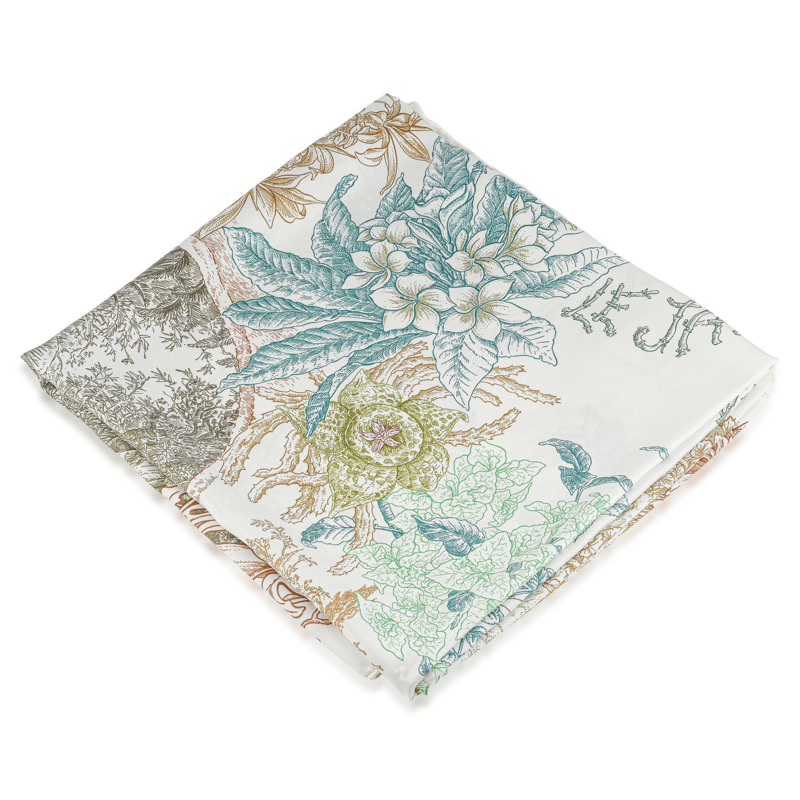 Hermes Carre 90 Silk Scarf – Le Jardin de Leila: This classic Hermes Carre 90 scarf is crafted in luxurious 100% silk and showcases a vibrant multicolor print inspired by Leila Menchari's vision—a surreal garden rooted in ancient Roman soil