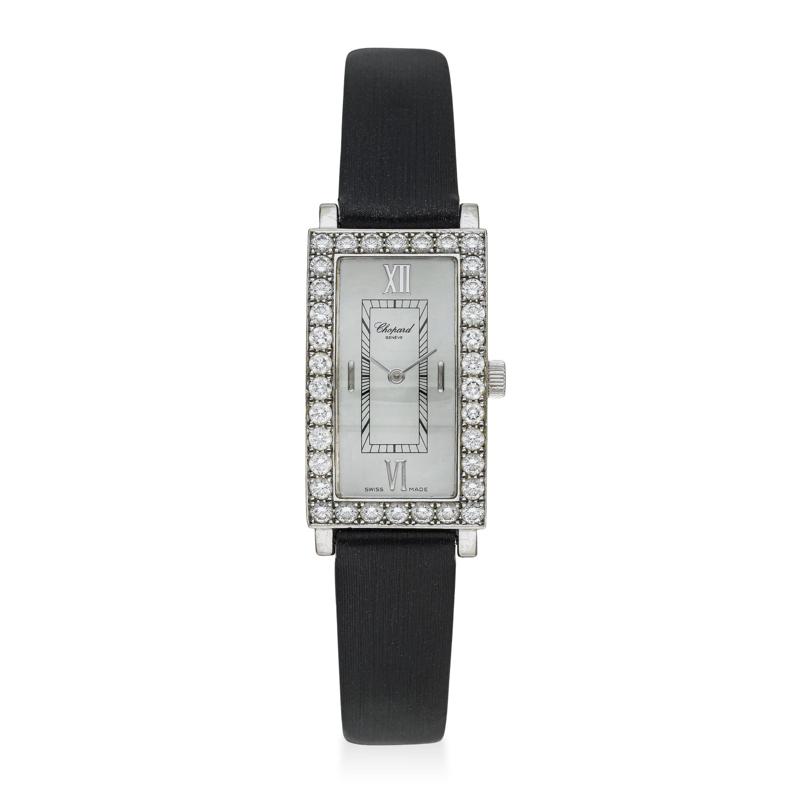 Chopard Les Classiques in 18K White Gold with Diamonds: ESTIMATED RETAIL PRICE: $7,000* *This is the estimated value a piece of similar quality, craftsmanship, and characteristics could command at retail. Summary of Key Characteristics CIRCA: 1990s CASE MA