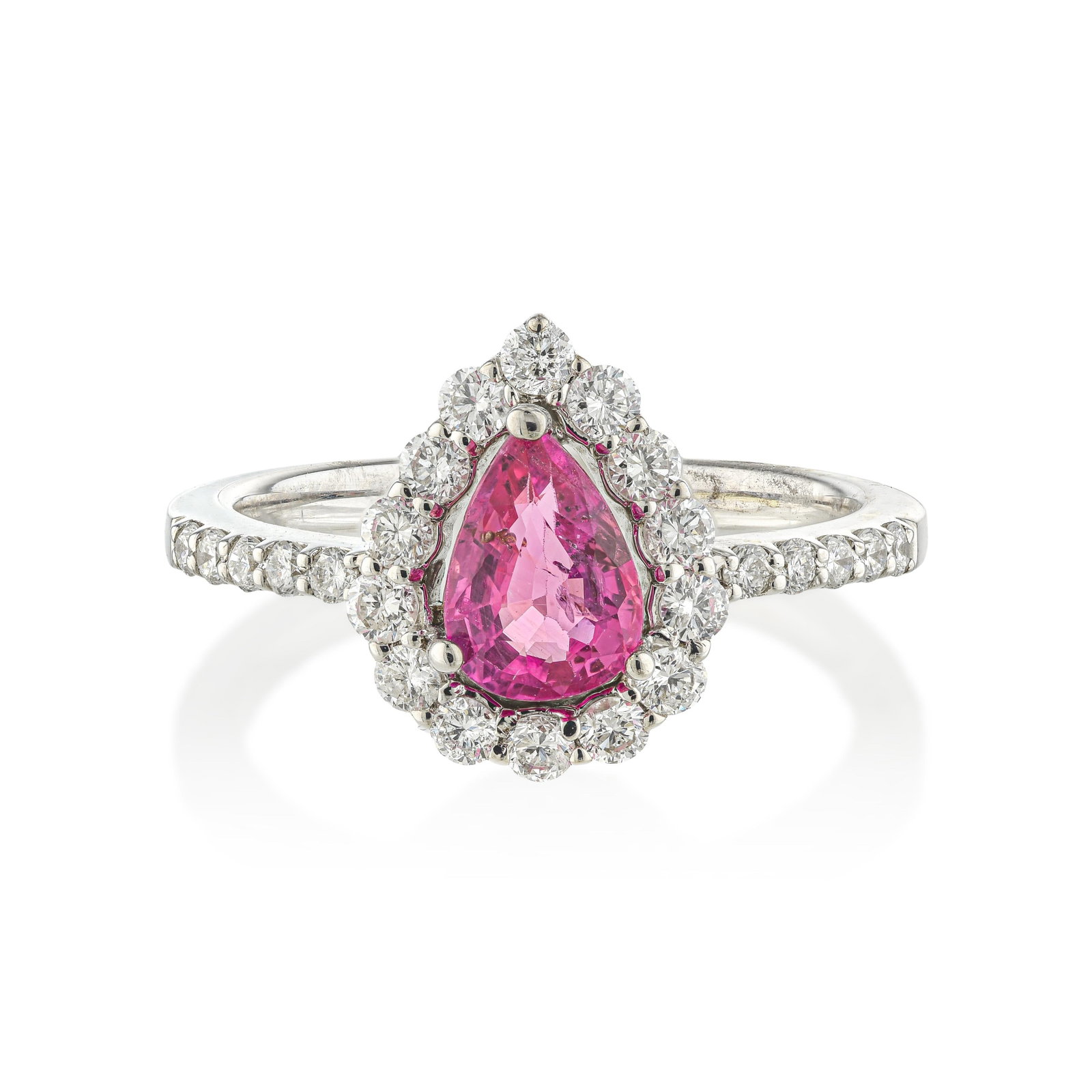 Pink Sapphire and Diamond Ring: ESTIMATED RETAIL PRICE: $3,200 * *This is the estimated value a piece of similar quality, craftsmanship, and characteristics could command at retail. The pear silhouette is underutilized for sapphire 