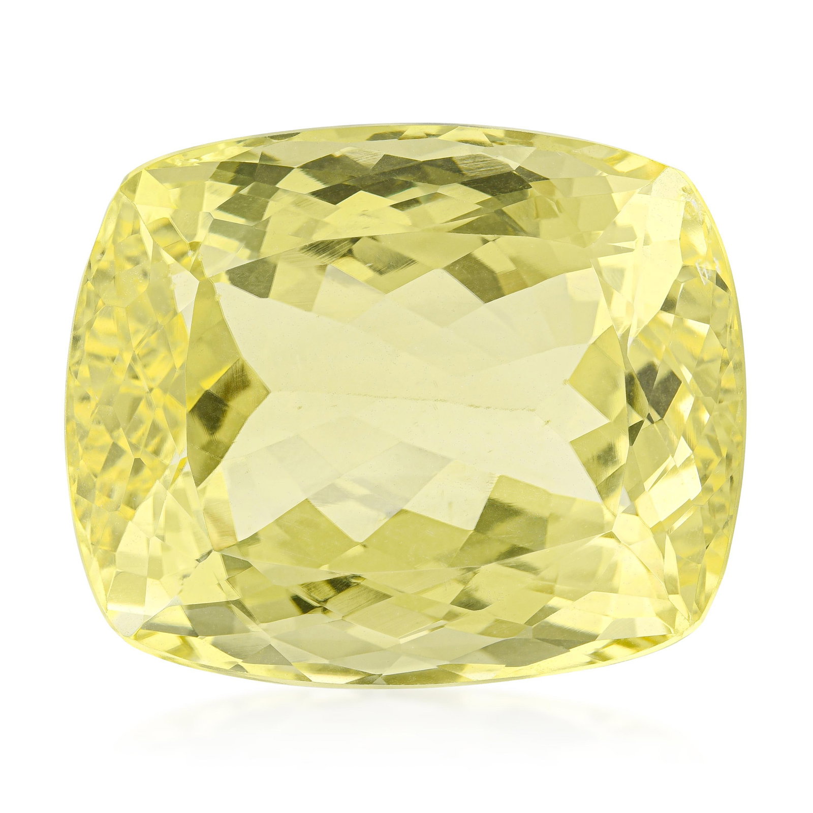 49.66-Carat Cushion Fancy Cut Lemon Quartz Loose Gemstone - No Reserve Lot: ESTIMATED RETAIL PRICE: $550* *This is the estimated value a piece of similar quality, craftsmanship, and characteristics could command at retail. The cushion cut in lemon quartz produces a warmer, ro