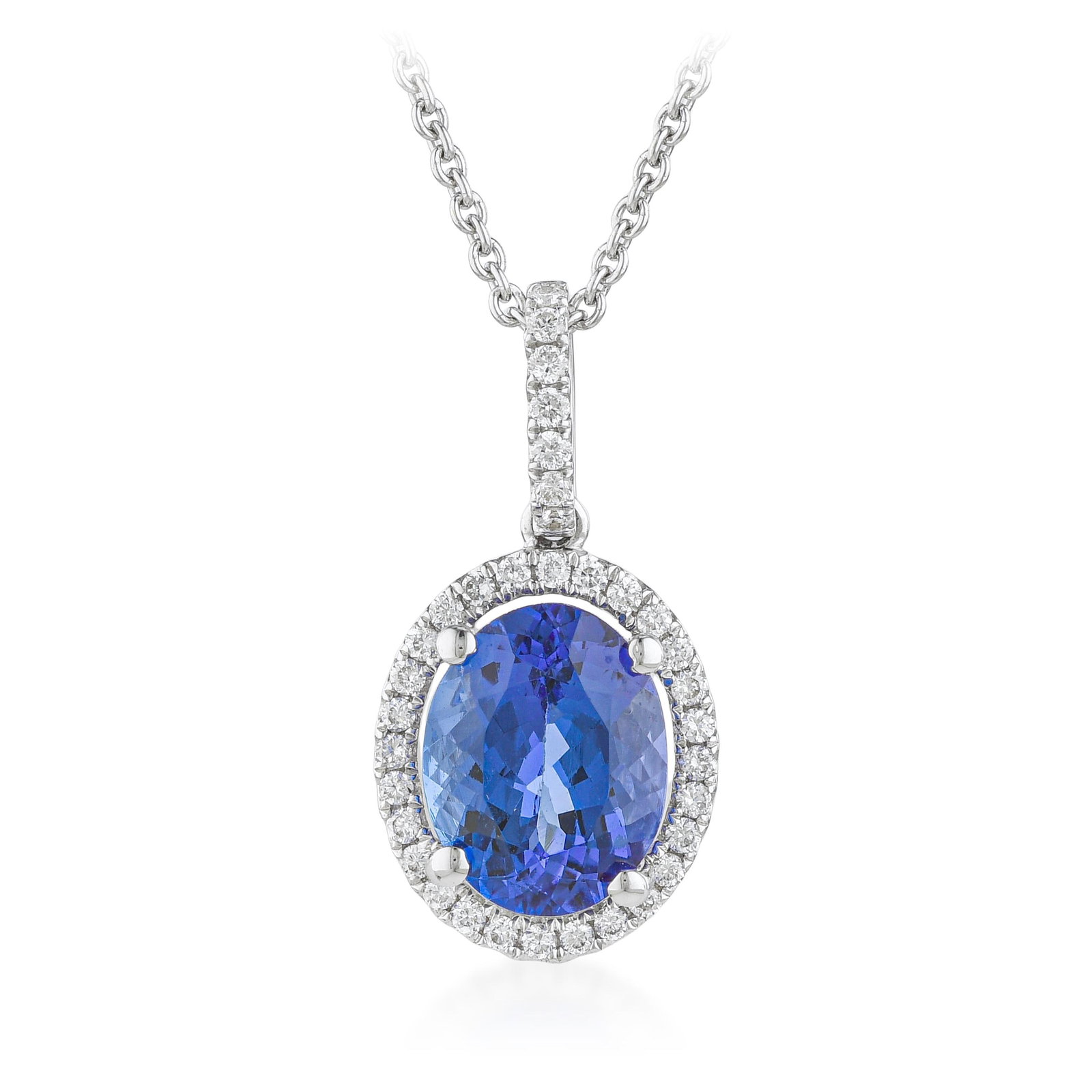 Tanzanite and Diamond Pendant Necklace: ESTIMATED RETAIL PRICE: $2,400* *This is the estimated value a piece of similar quality, craftsmanship, and characteristics could command at retail. Summary of Key Characteristics • Metal: 18K wh