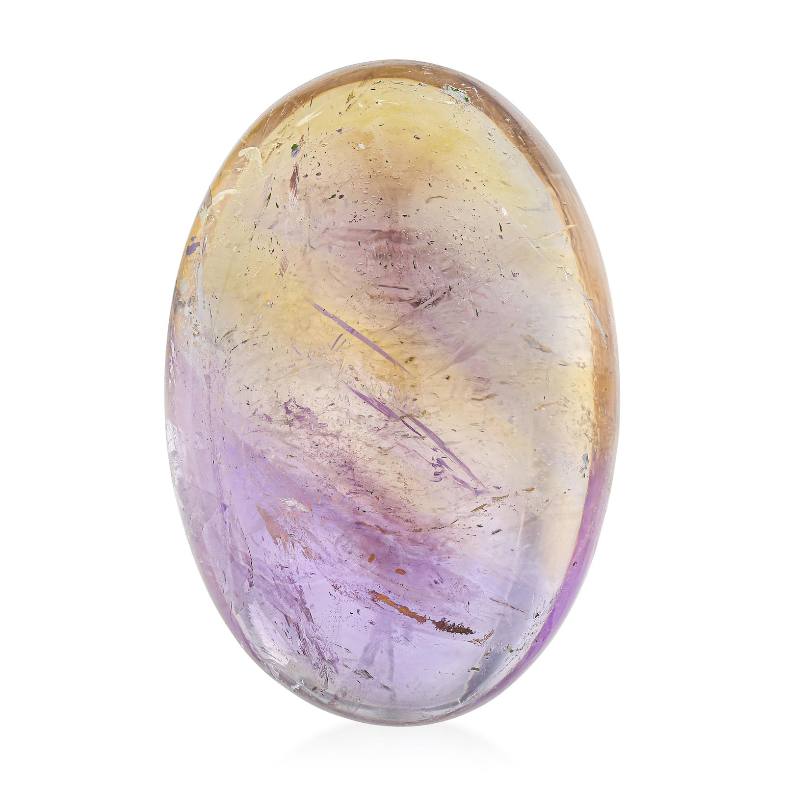 96.10-Carat Oval Ametrine Cabochon: ESTIMATED RETAIL PRICE: $400 * *This is the estimated value a piece of similar quality, craftsmanship, and characteristics could command at retail. Ametrine, the natural bicolor quartz from Bolivia's 