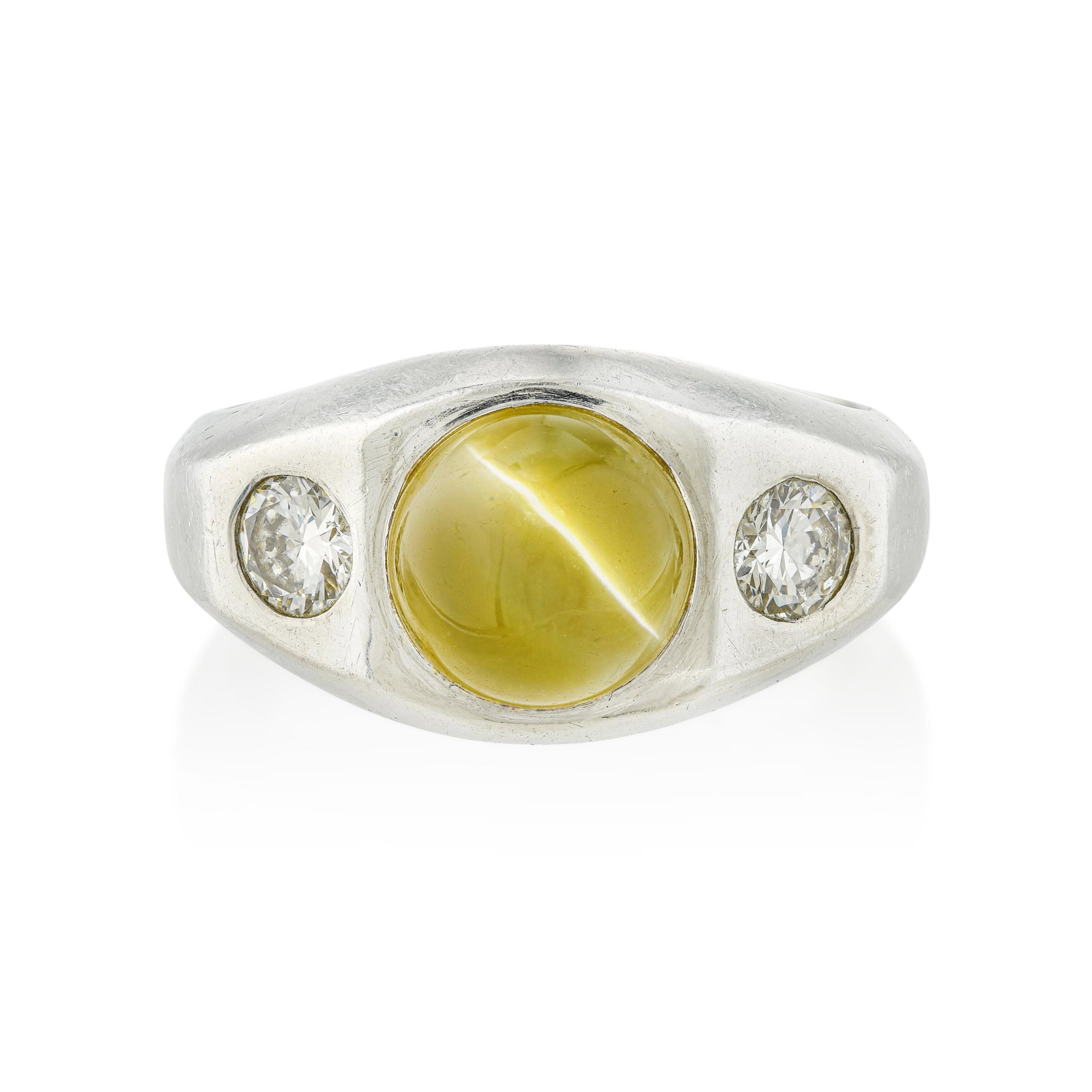 Chrysoberyl Cat's Eye and Diamond Ring: ESTIMATED RETAIL PRICE: $4,500 * *This is the estimated value a piece of similar quality, craftsmanship, and characteristics could command at retail. Chrysoberyl cat's eye, or cymophane, produces the 