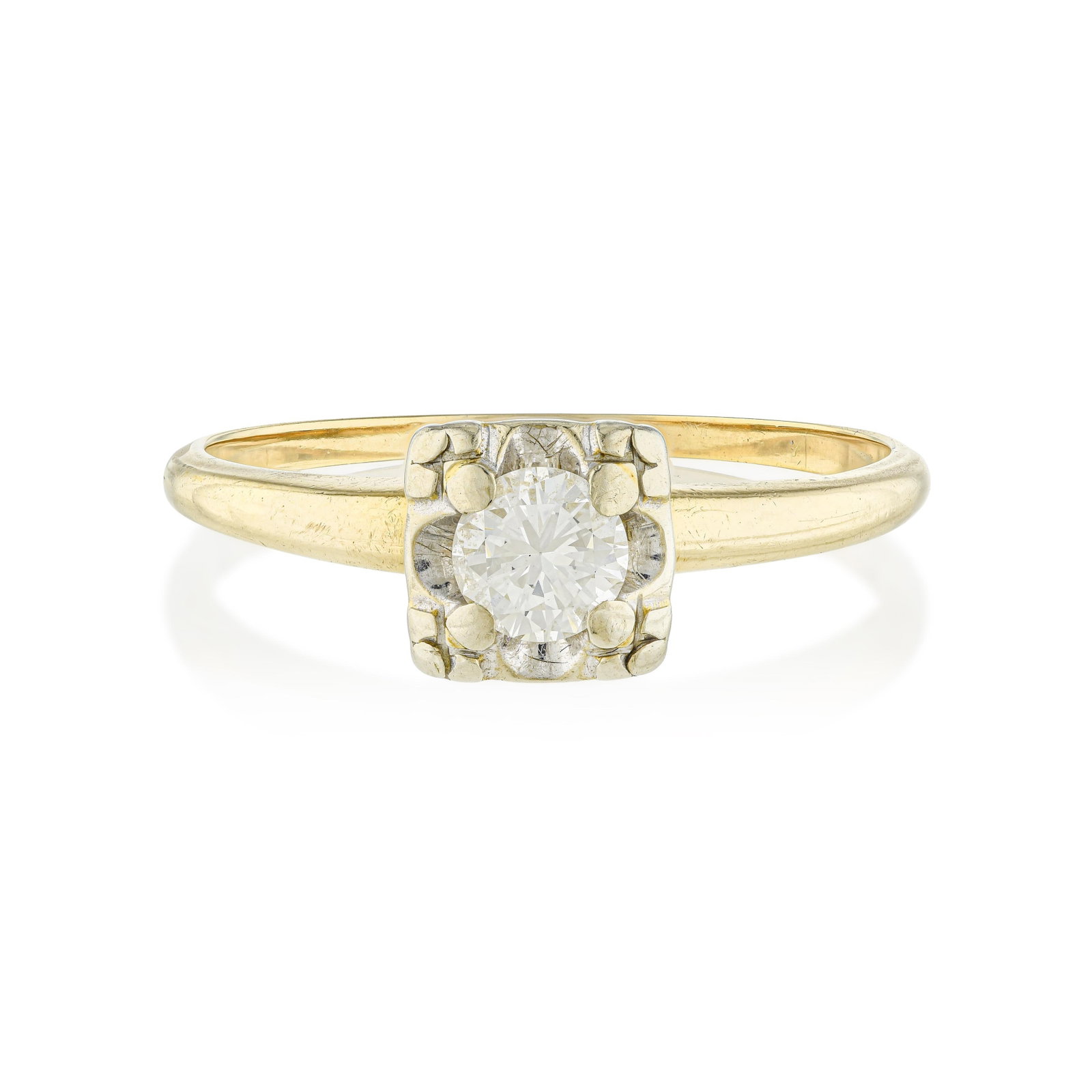 Diamond Engagement Ring - No Reserve Lot: ESTIMATED RETAIL PRICE: $800 * *This is the estimated value a piece of similar quality, craftsmanship, and characteristics could command at retail. The illusion setting, in which the metal