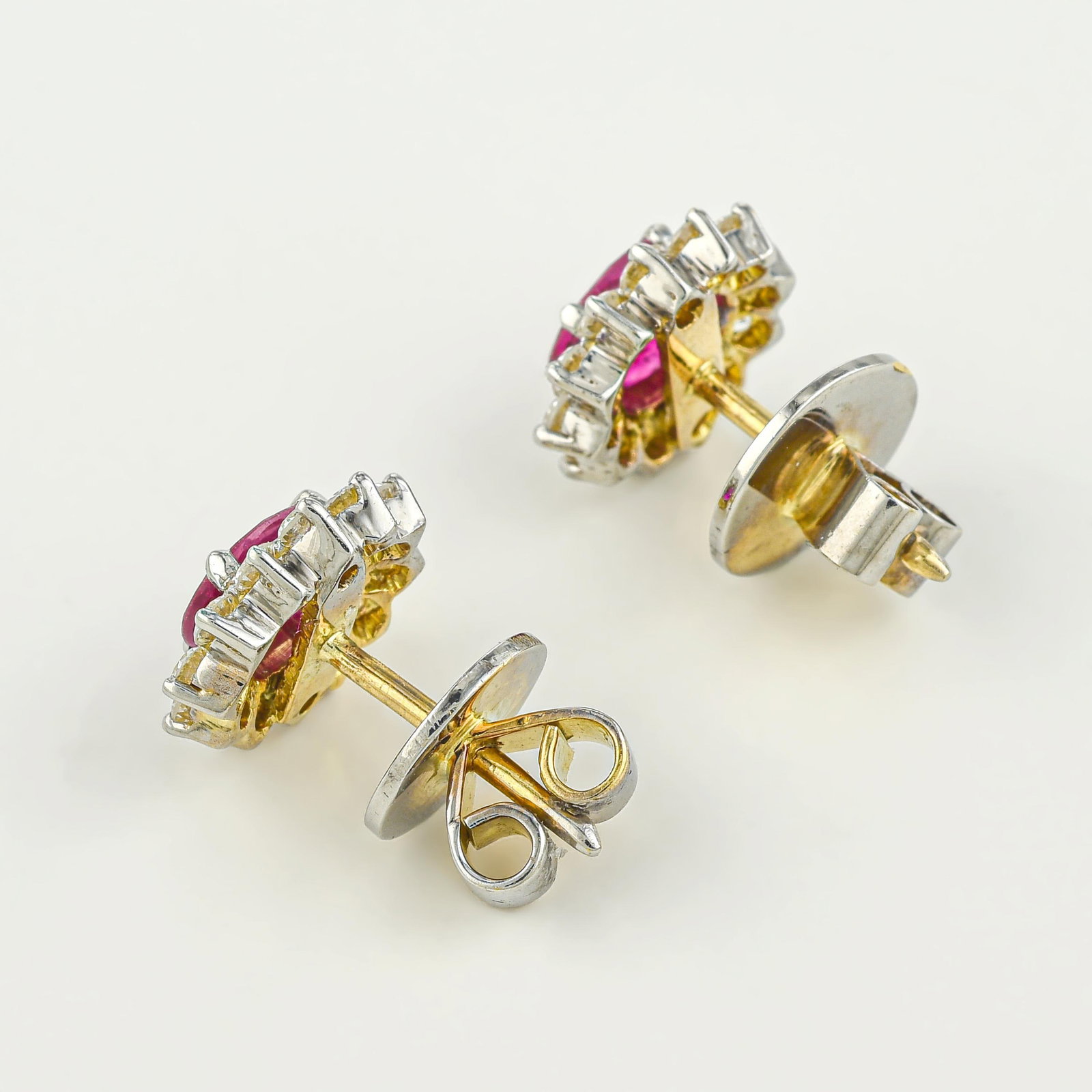 Ruby and Diamond Cluster Earrings - 2