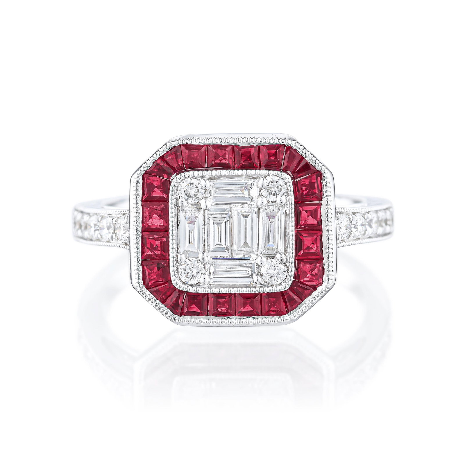 Mosaic Diamond and Ruby Ring: ESTIMATED RETAIL PRICE: $3,200* *This is the estimated value a piece of similar quality, craftsmanship, and characteristics could command at retail. Summary of Key Characteristics • Metal: 18K