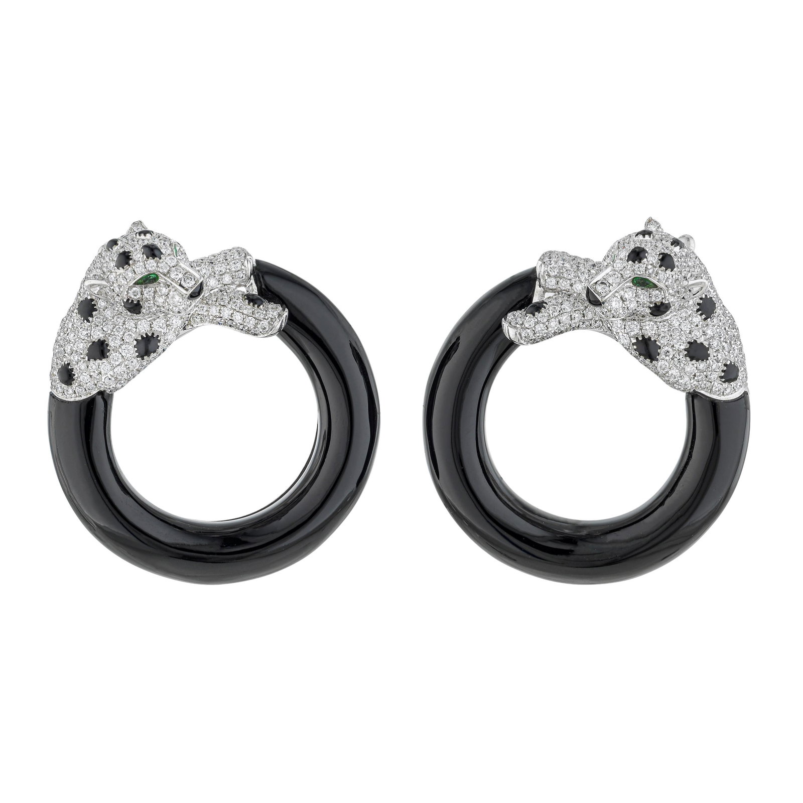 Diamond and Onyx Panther Earrings: ESTIMATED RETAIL PRICE: $7,000* *This is the estimated value a piece of similar quality, craftsmanship, and characteristics could command at retail. The panther has been one of the most consistently