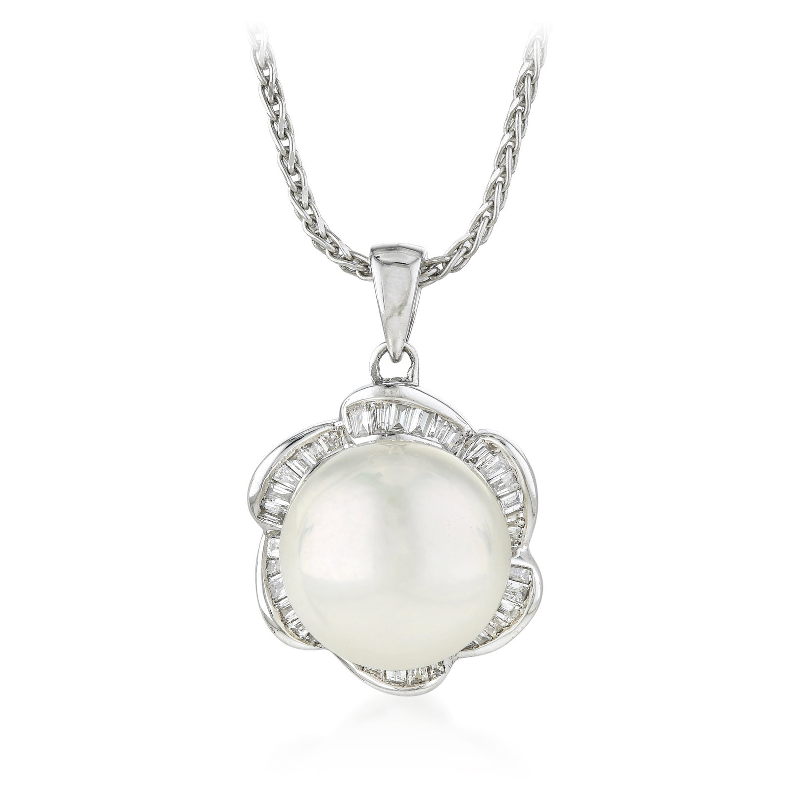 Pearl and Diamond Pendant Necklace: ESTIMATED RETAIL PRICE: $3,500* *This is the estimated value a piece of similar quality, craftsmanship, and characteristics could command at retail. Summary of Key Characteristics • Metal: 14K wh