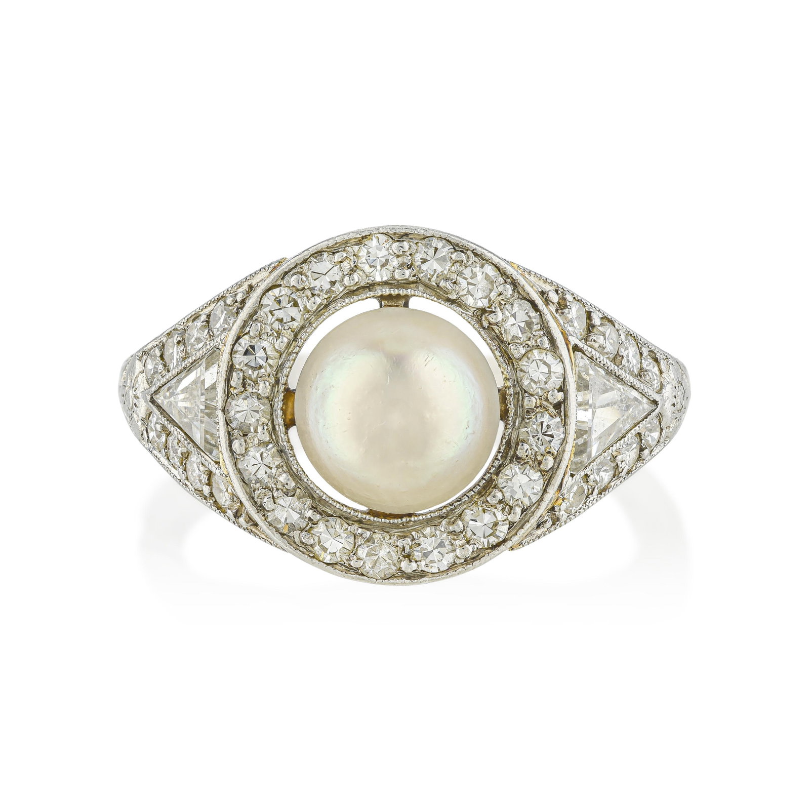 Antique Pearl and Diamond Ring: ESTIMATED RETAIL PRICE: $2,800* *This is the estimated value a piece of similar quality, craftsmanship, and characteristics could command at retail. Natural pearls predate the modern cultured pearl in