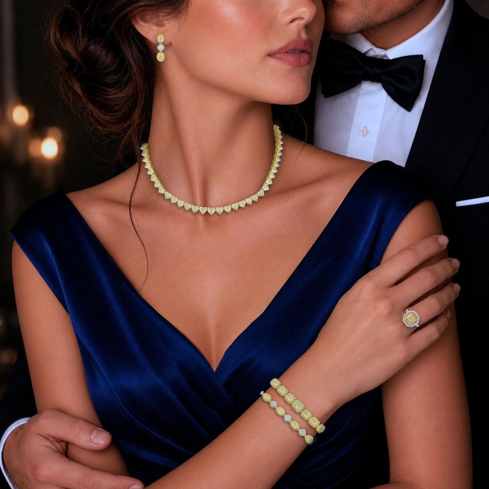 Fancy Light Yellow Heart Diamond Necklace: ESTIMATED RETAIL PRICE: $150,000 * *This is the estimated value a piece of similar quality, craftsmanship, and characteristics could command at retail. Sixty-four fancy light yellow heart-cut