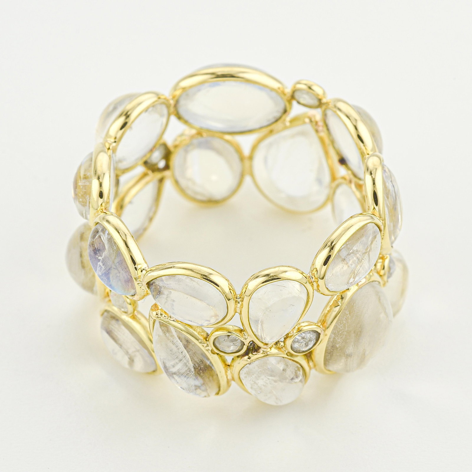 Moonstone and Diamond Double Stack Ring - 2