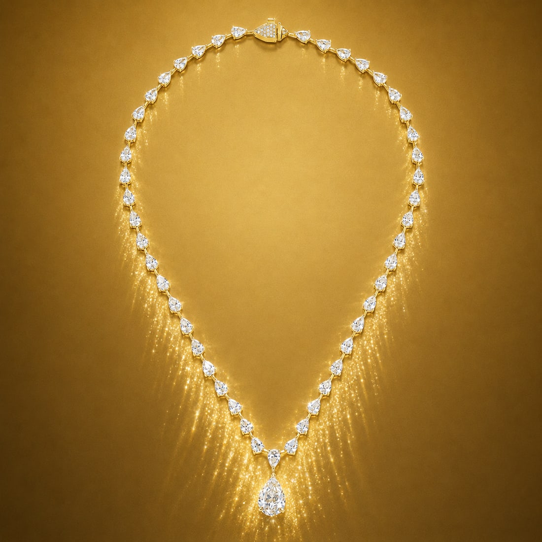 Diamond Riviere Necklace with Pear Shape Drop (1 of 3)