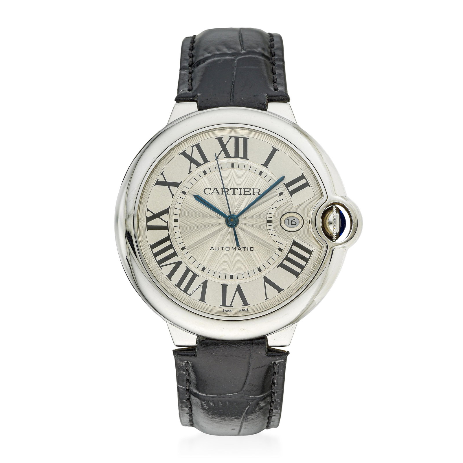 Cartier Ballon Bleu Oversized in Steel: ESTIMATED RETAIL PRICE: $5,000* *This is the estimated value a piece of similar quality, craftsmanship, and characteristics could command at retail. This oversized Ballon Bleu in stainless steel