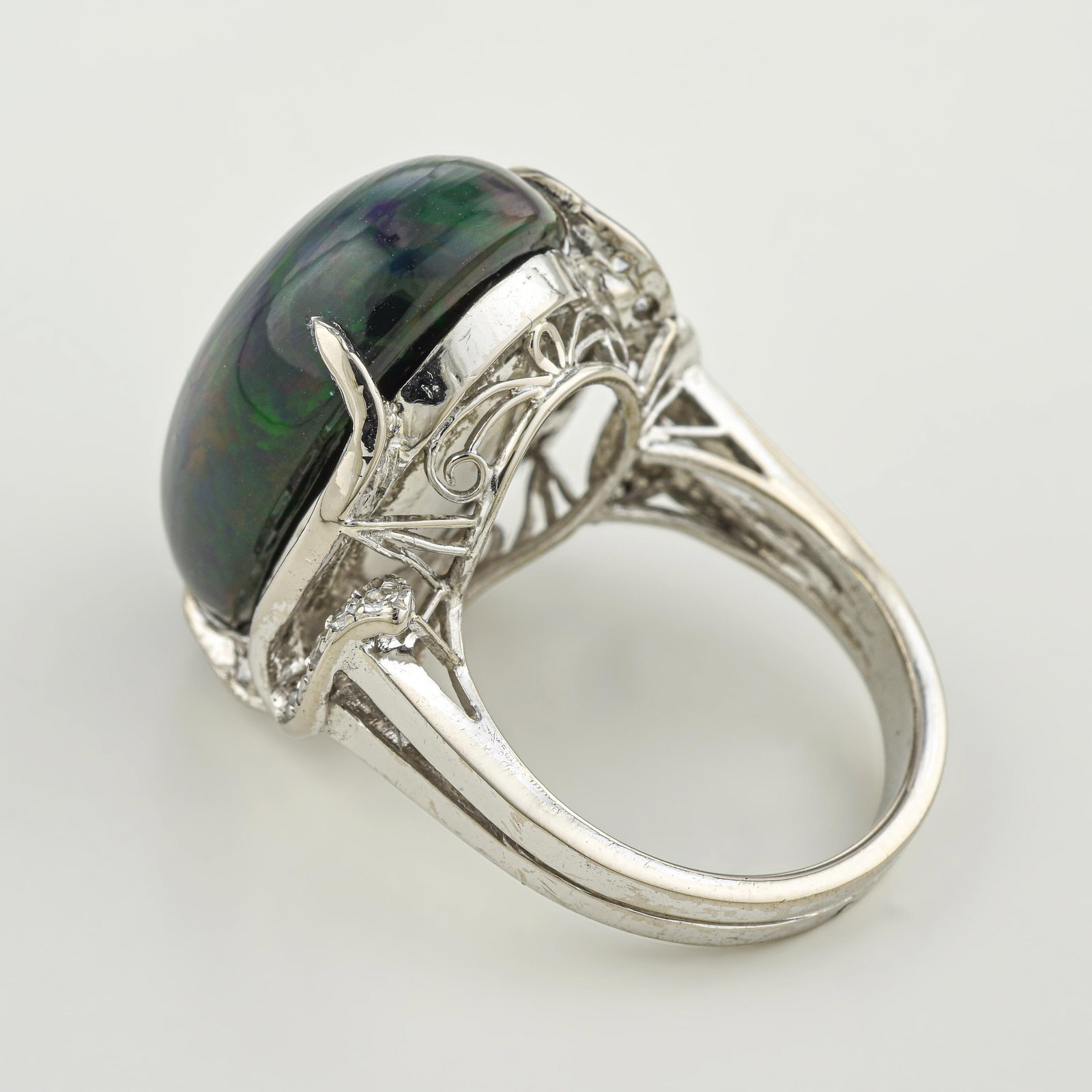 Black Opal and Diamond Ring - 2
