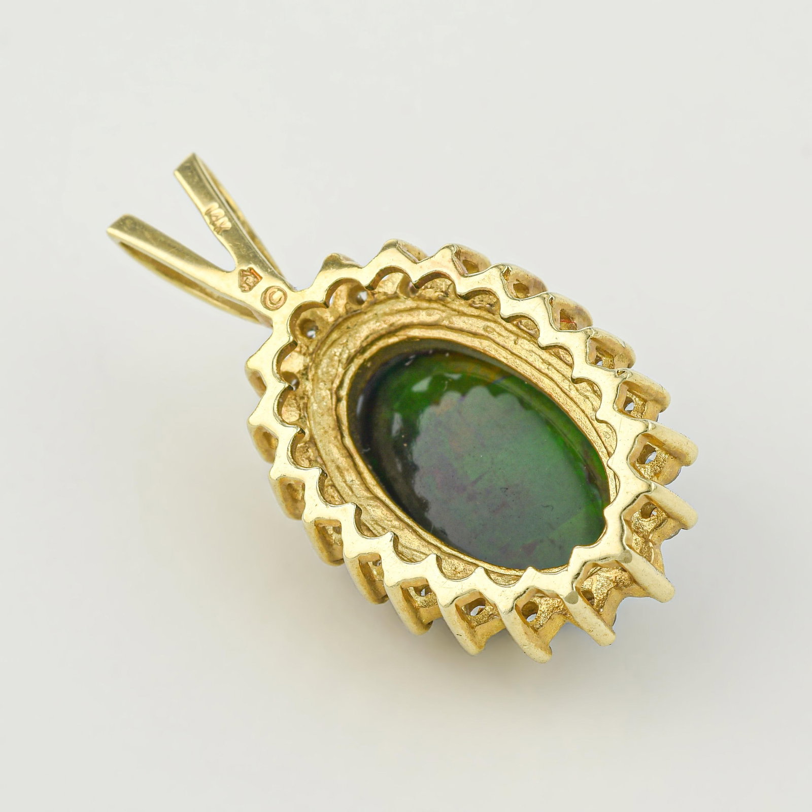 Black Opal and Diamond Pendant - 2