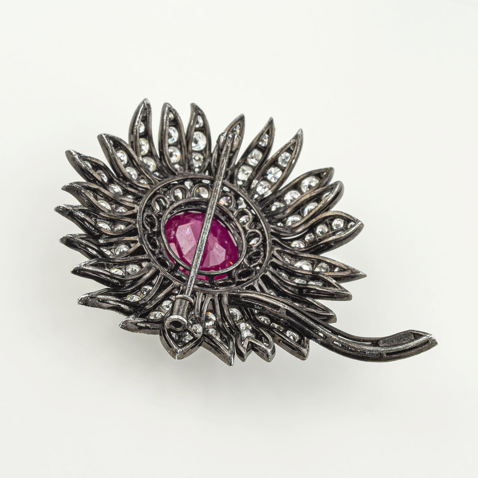 Ruby and Diamond Flower Pin - 2