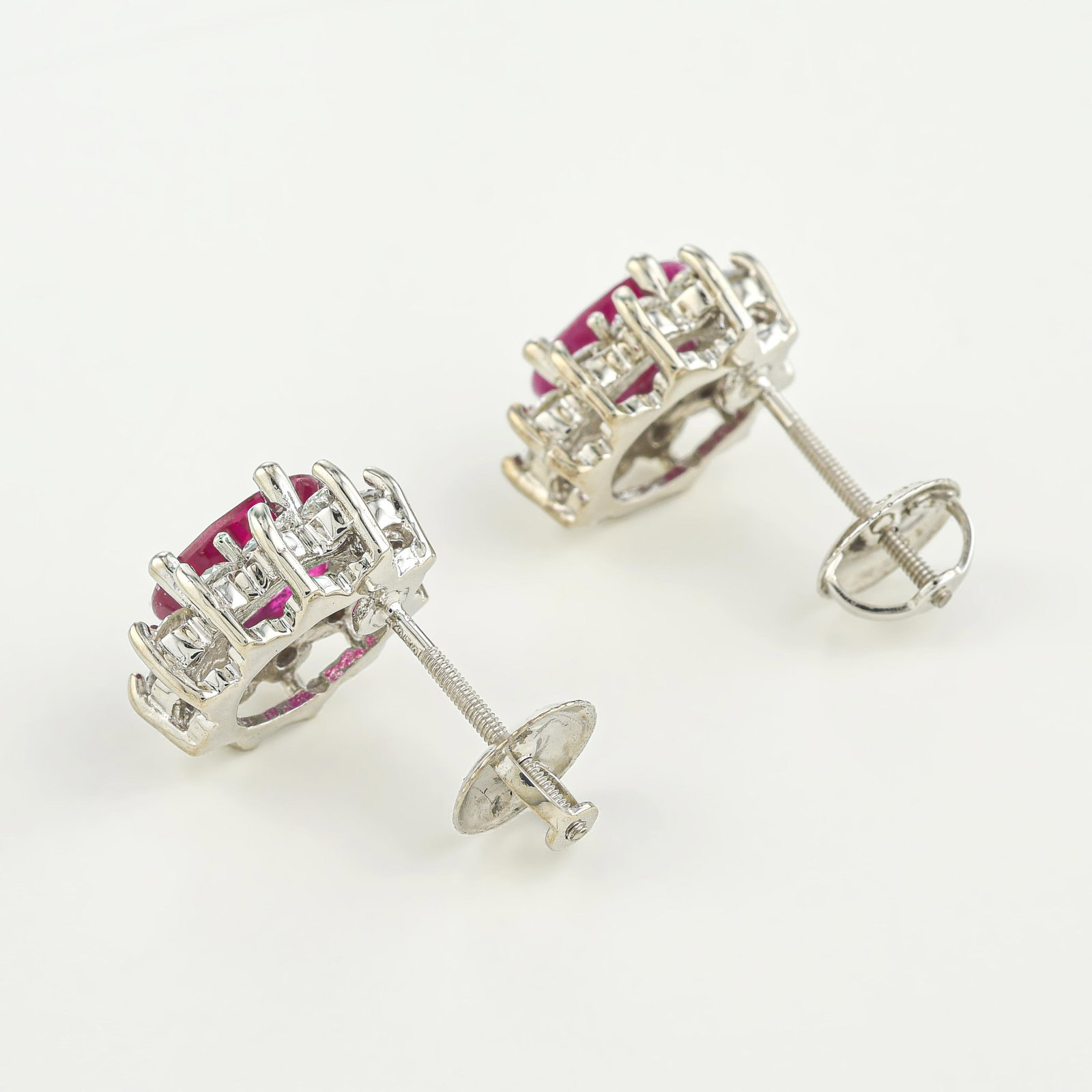 Ruby and Diamond Cluster Earrings - 2