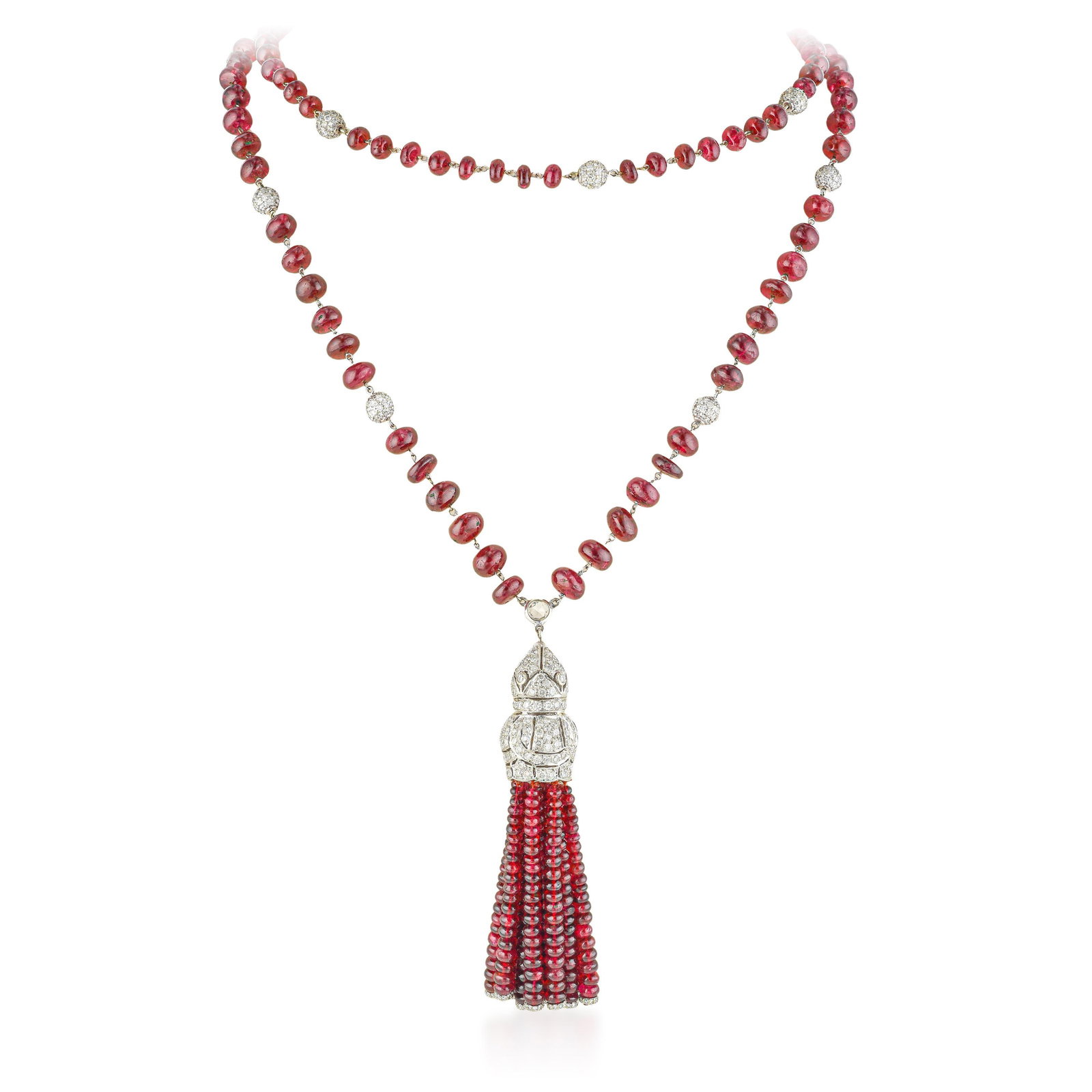 Burma No Heat Spinel and Diamond Lariat Necklace, GIA Certified: ESTIMATED RETAIL PRICE: $45,000* *This is the estimated value a piece of similar quality, craftsmanship, and characteristics could command at retail. No-heat Burma spinel is one of the most quietly