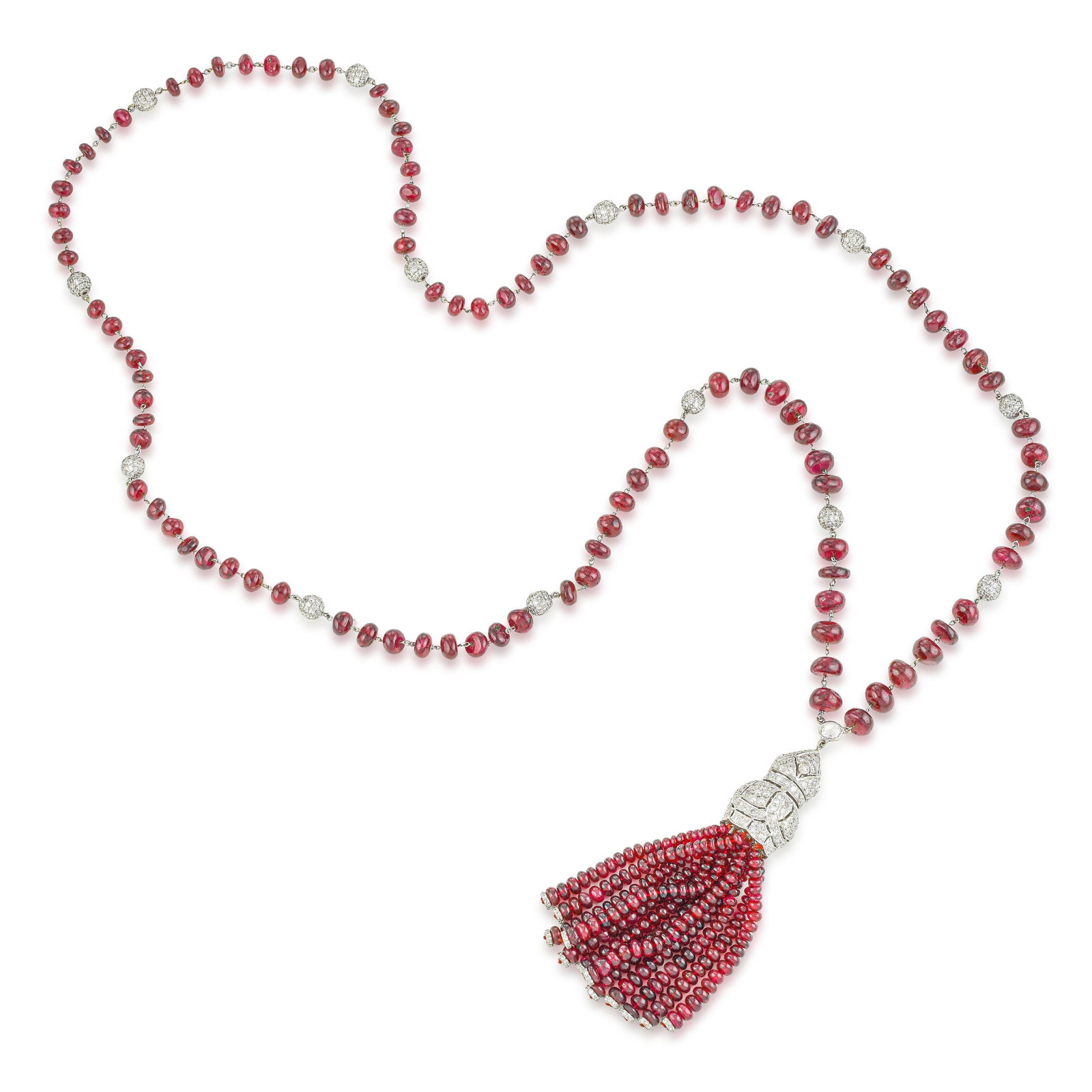 Burma No Heat Spinel and Diamond Lariat Necklace, GIA Certified - 2