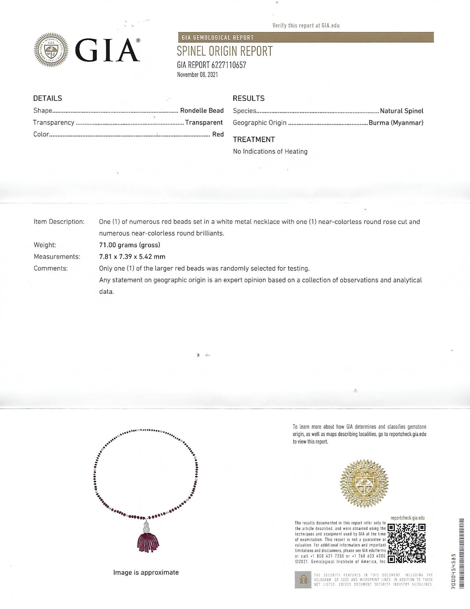 Burma No Heat Spinel and Diamond Lariat Necklace, GIA Certified - 3