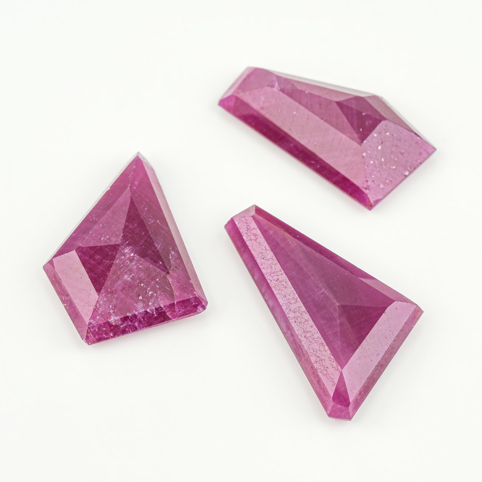 Three Natural Fancy Shape Rubies, No Heat - No Reserve - 2
