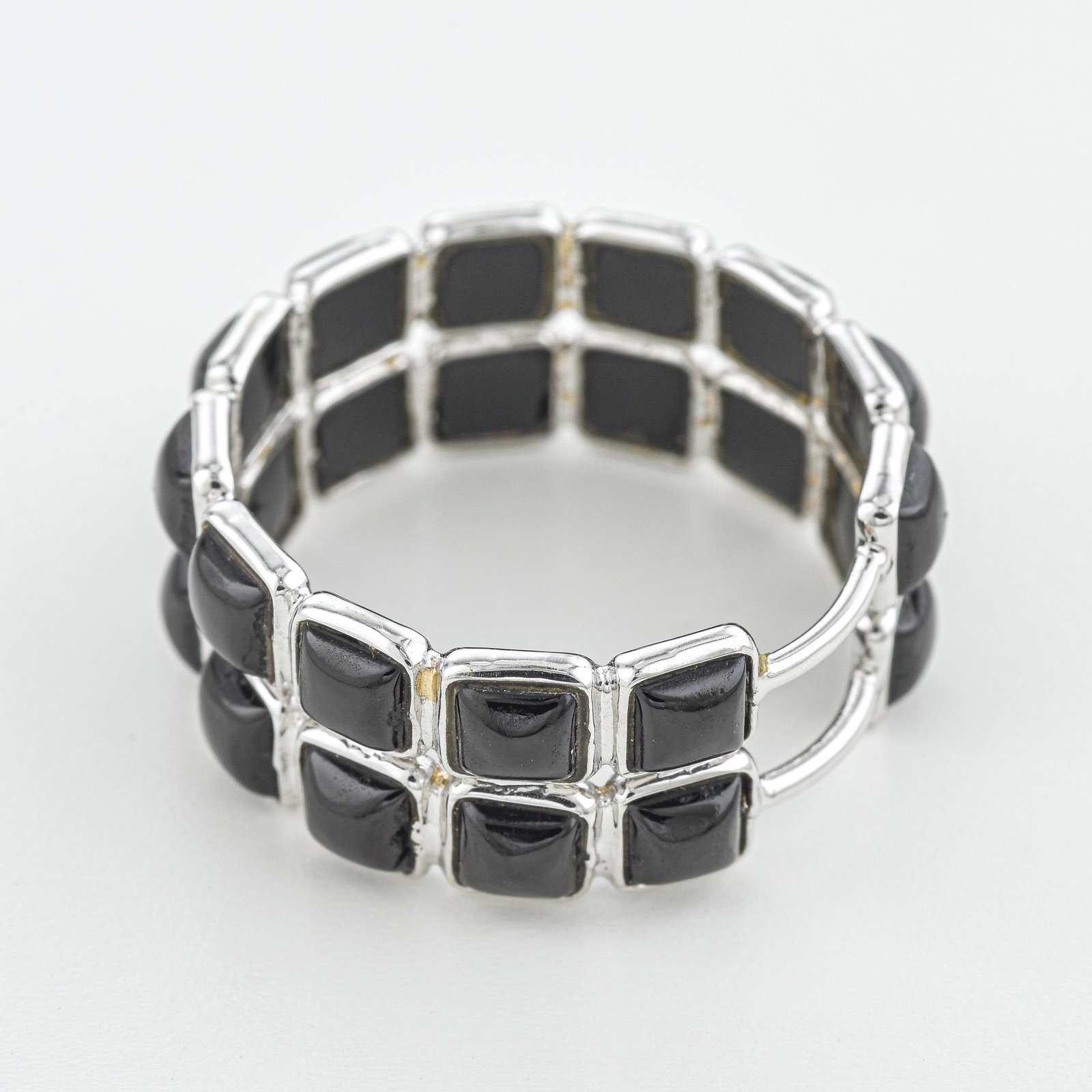 Black Spinel Double Stack Band Ring - 2