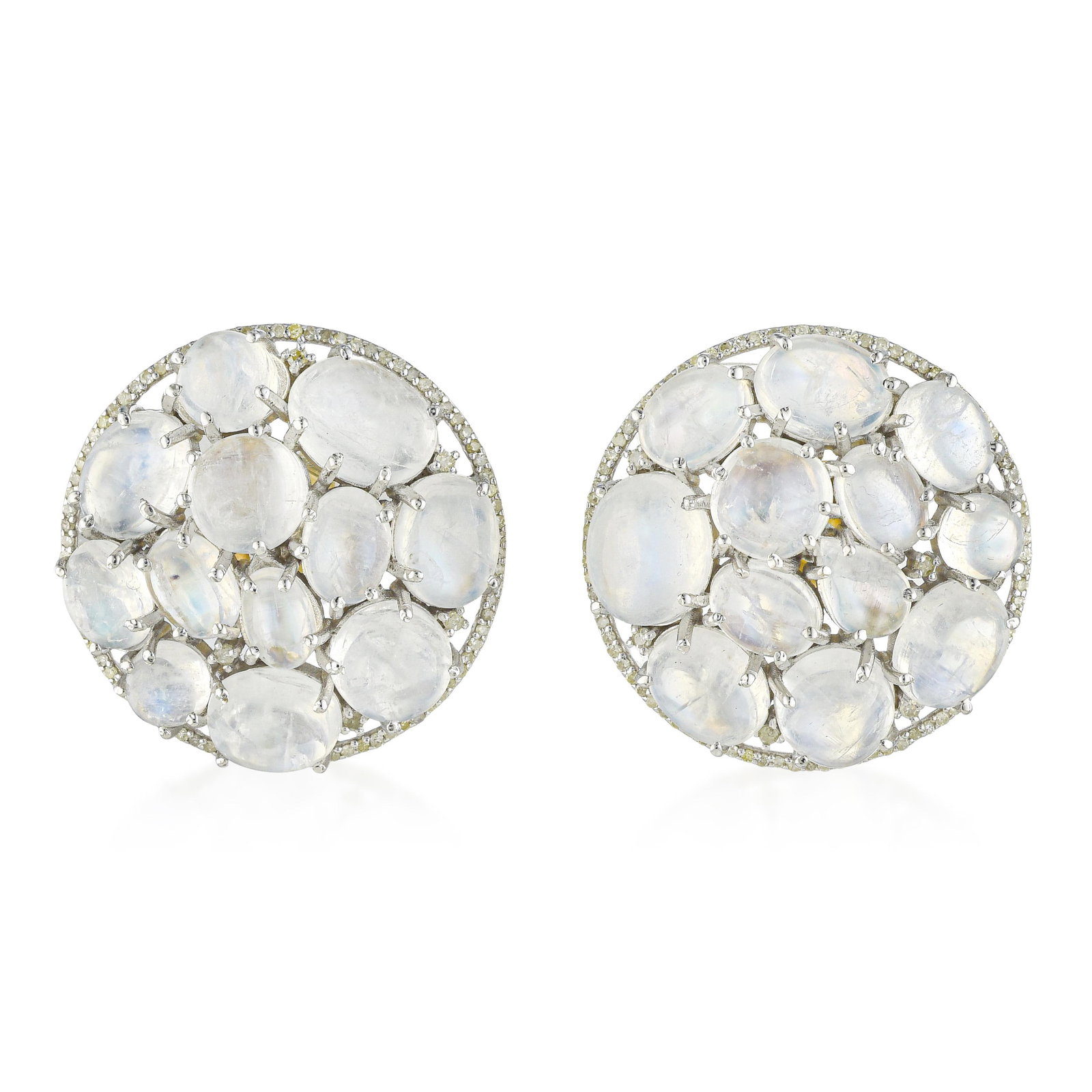 Moonstone and Diamond Cluster Earrings (1 of 2)