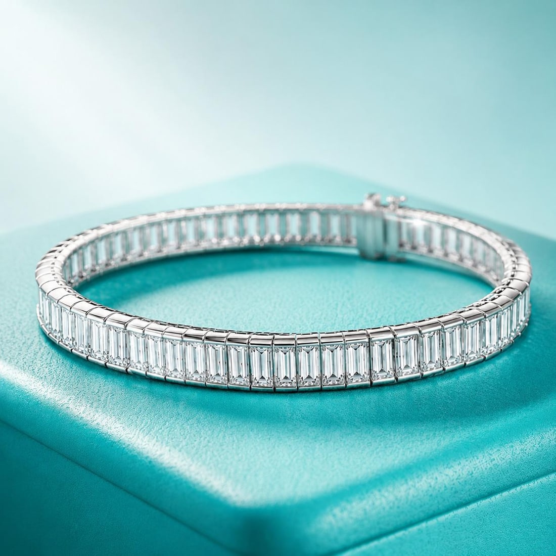 Tiffany & Co. Diamond Line Bracelet: ESTIMATED RETAIL PRICE: $80,000* *This is the estimated value a piece of similar quality, craftsmanship, and characteristics could command at retail. A Tiffany & Co. baguette line bracelet is the