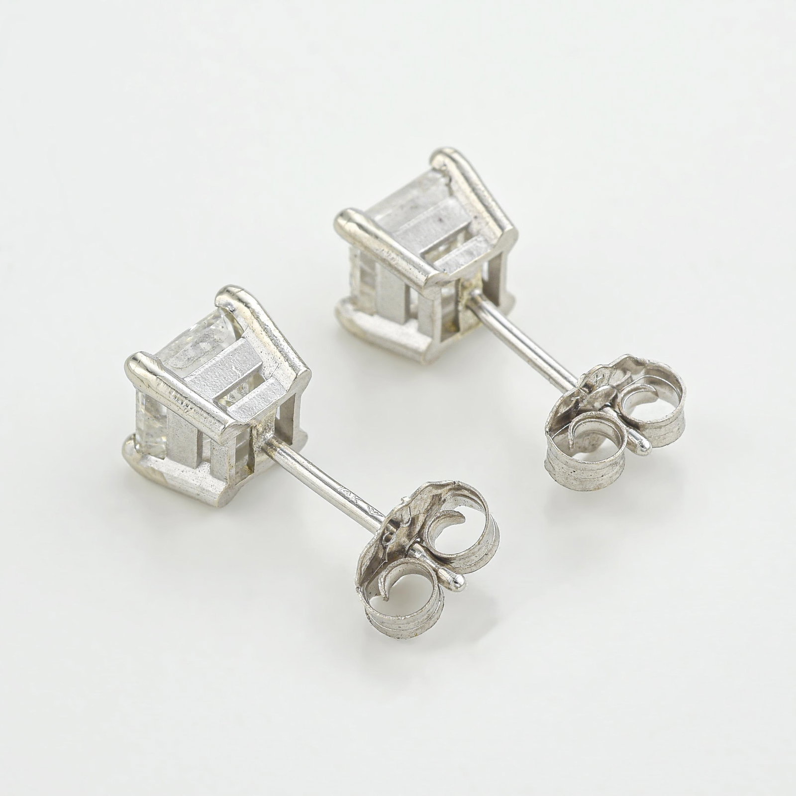 Princess Cut Diamond Stud Earrings - 2