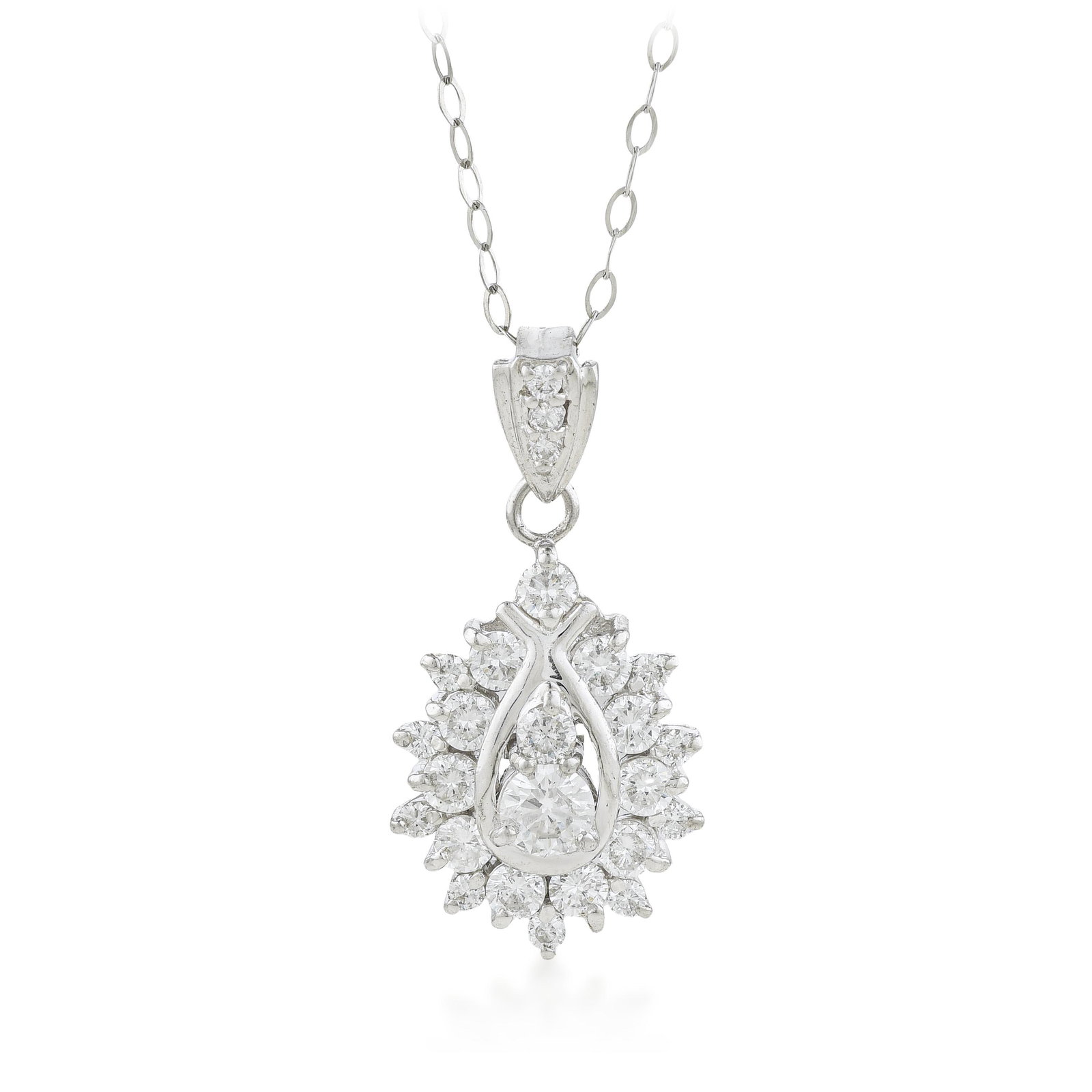Diamond Pendant Necklace: ESTIMATED RETAIL PRICE: $3,000* *This is the estimated value a piece of similar quality, craftsmanship, and characteristics could command at retail. F-G color in a round brilliant diamond is the