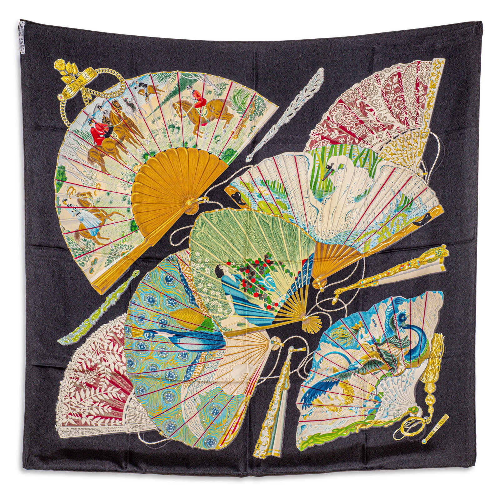 Hermes Brise de Charme Carre 90 Scarf - Silk Twill, Black Multicolor - 2