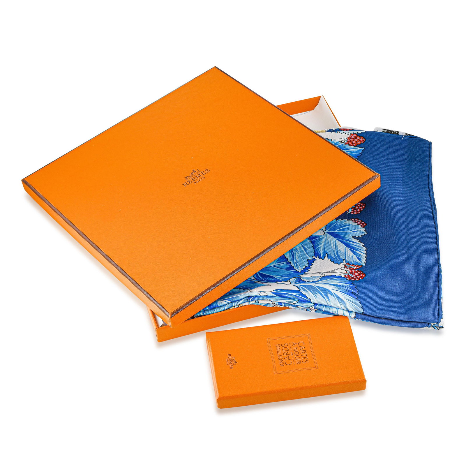 Hermes L'Arbre de Soie Carre 90 Scarf - Silk Twill, Bleu Roi/Blanc Multicolor, with Box - No Reserve - 3