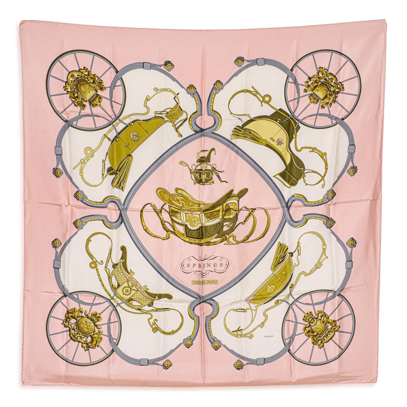 Hermes Springs Carre 90 Scarf - Silk Twill, Rose (1 of 2)