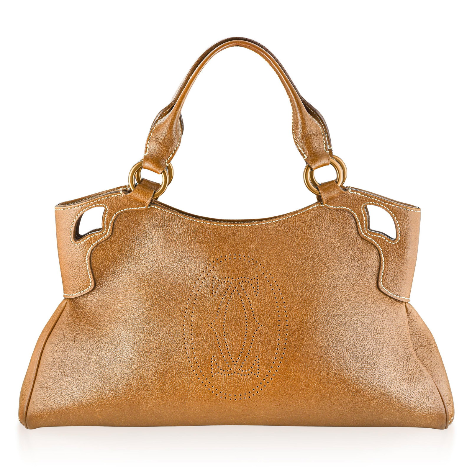 Cartier Marcello Handbag - Grained Leather, Brown 14": ESTIMATED RETAIL PRICE: Variable* *This is the estimated value a piece of similar quality, craftsmanship, and characteristics could command at retail. The Cartier Marcello is a spacious leather