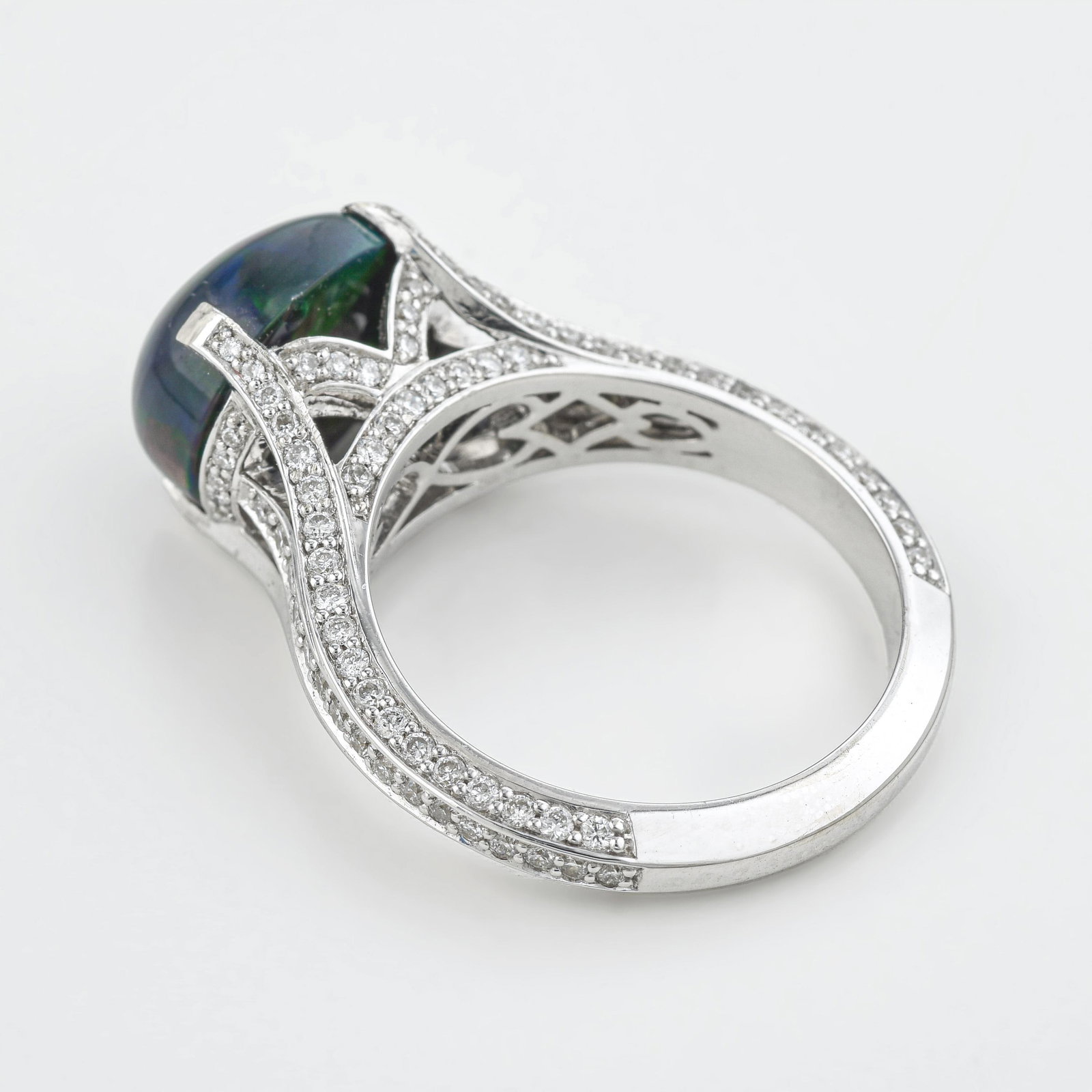 Black Opal and Diamond Ring - 2