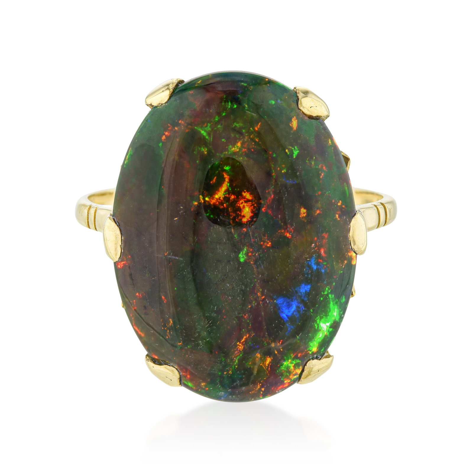 Black Opal Ring: ESTIMATED RETAIL PRICE: $3,500* *This is the estimated value a piece of similar quality, craftsmanship, and characteristics could command at retail. An 8-carat black opal as a solitaire ring