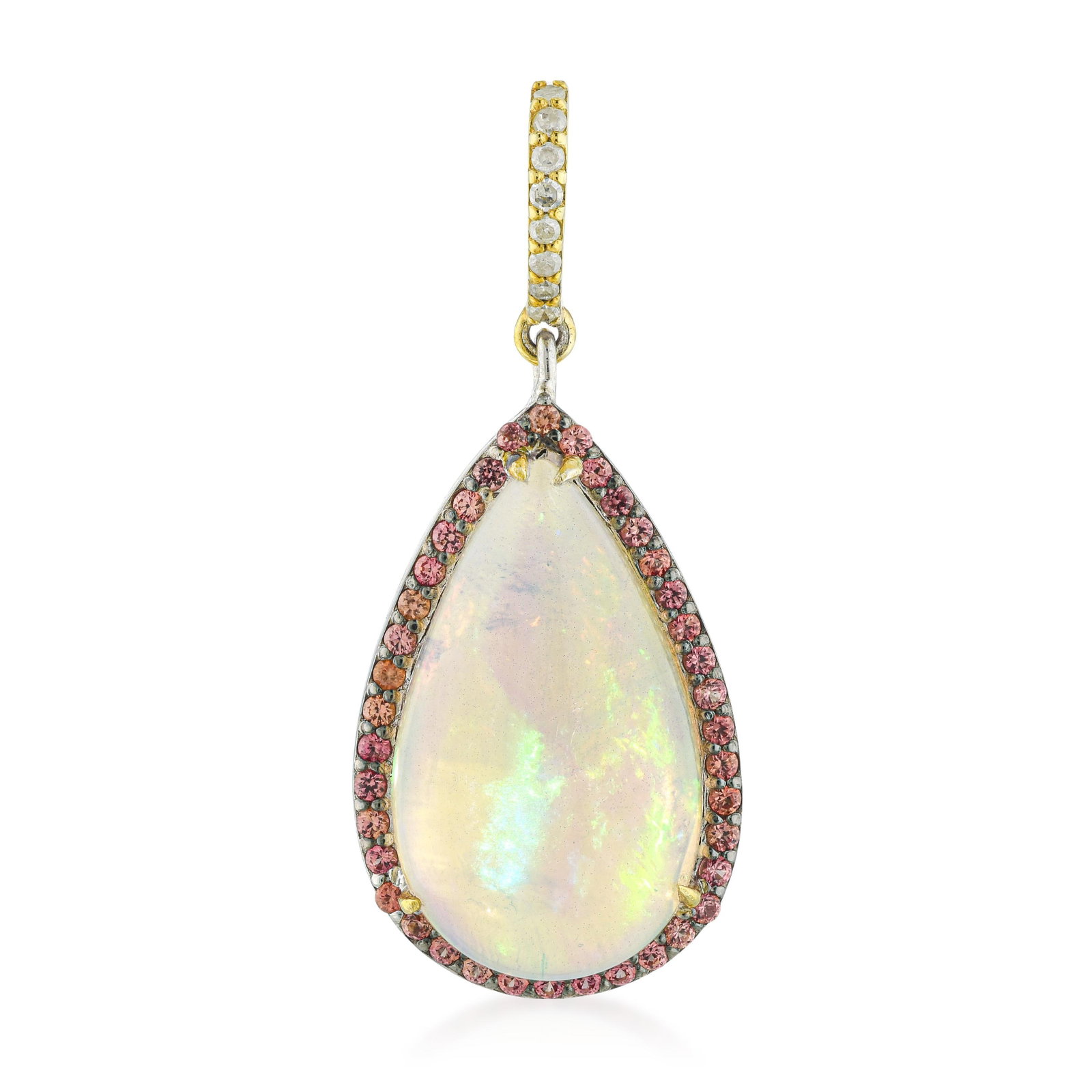 Opal Pink Sapphire and Diamond Pendant: ESTIMATED RETAIL PRICE: $1,100* *This is the estimated value a piece of similar quality, craftsmanship, and characteristics could command at retail. A 6.73-carat opal is a stone with enough face-up