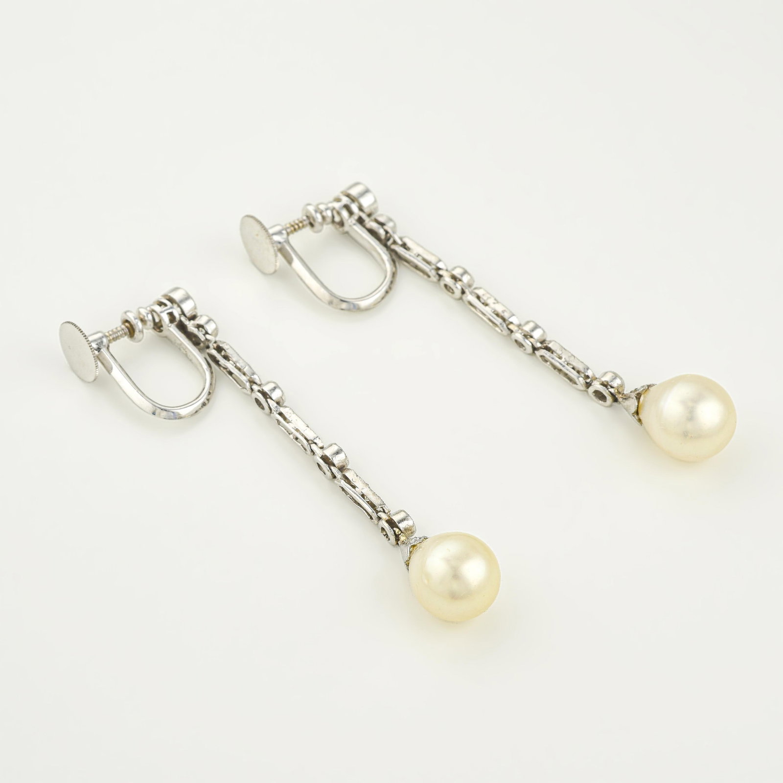 Natural Saltwater Pearl and Diamond Earrings, GIA Certified - 4