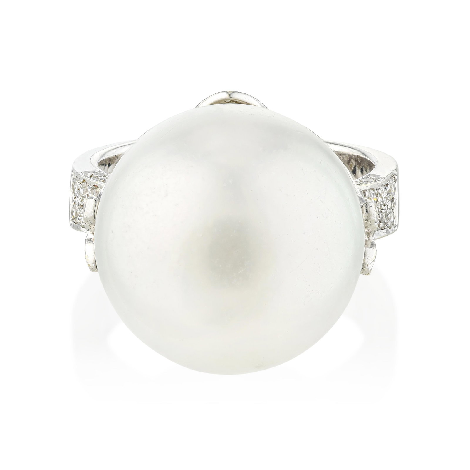 Pearl and Diamond Ring: ESTIMATED RETAIL PRICE: $8,000* *This is the estimated value a piece of similar quality, craftsmanship, and characteristics could command at retail. A 15mm pearl is a large stone by any measure