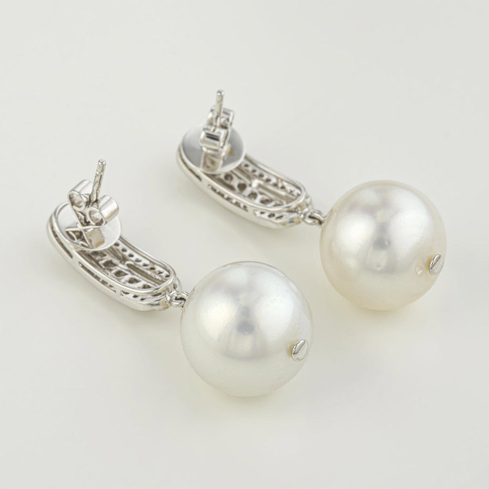 Diamond and Pearl Drop Earrings - 2