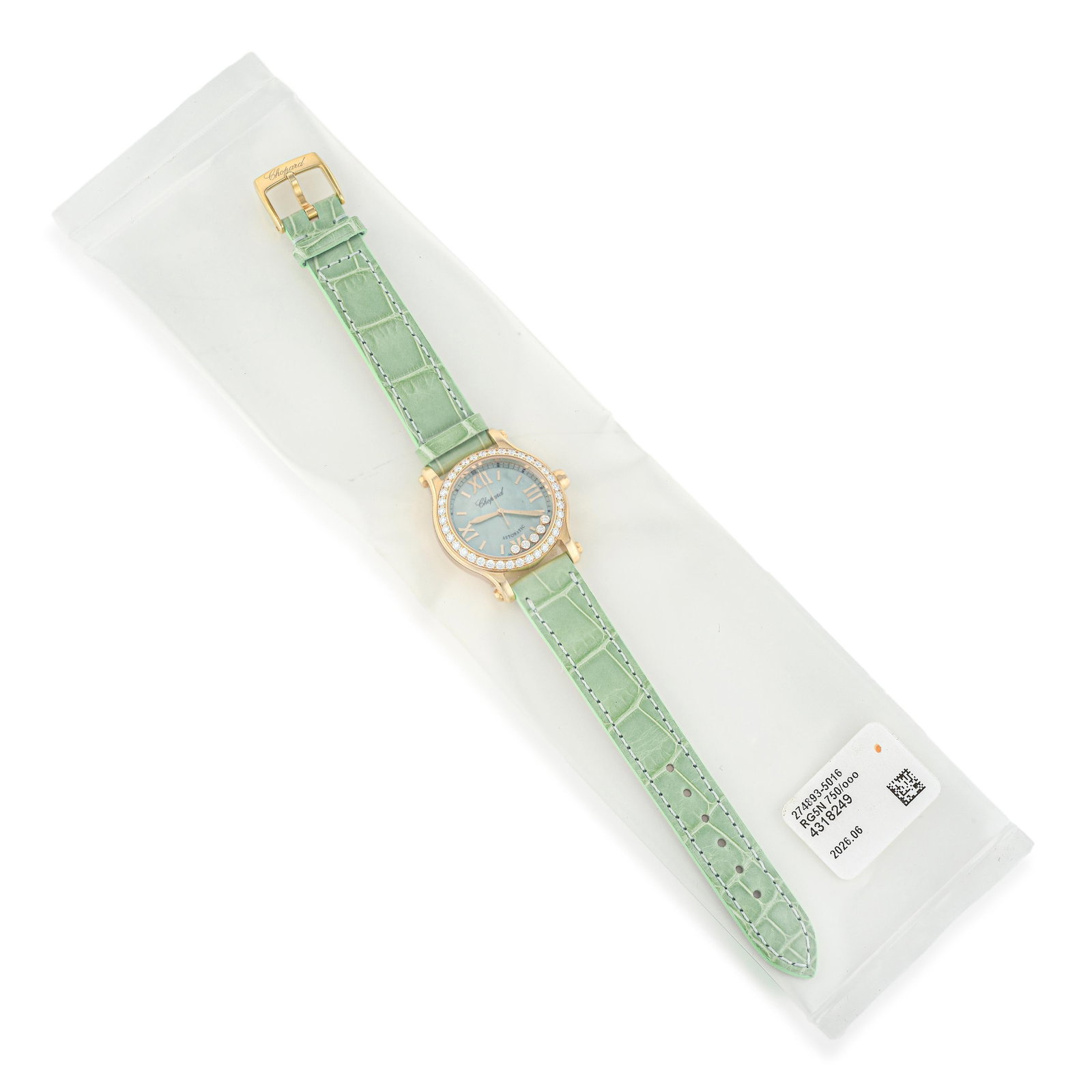 Chopard Happy Sport in 18K Rose Gold with Green Mother-of-Pearl Dial, with Box and Papers: ESTIMATED RETAIL PRICE: $25,000* *This is the estimated value a piece of similar quality, craftsmanship, and characteristics could command at retail. An exceptional opportunity to acquire a