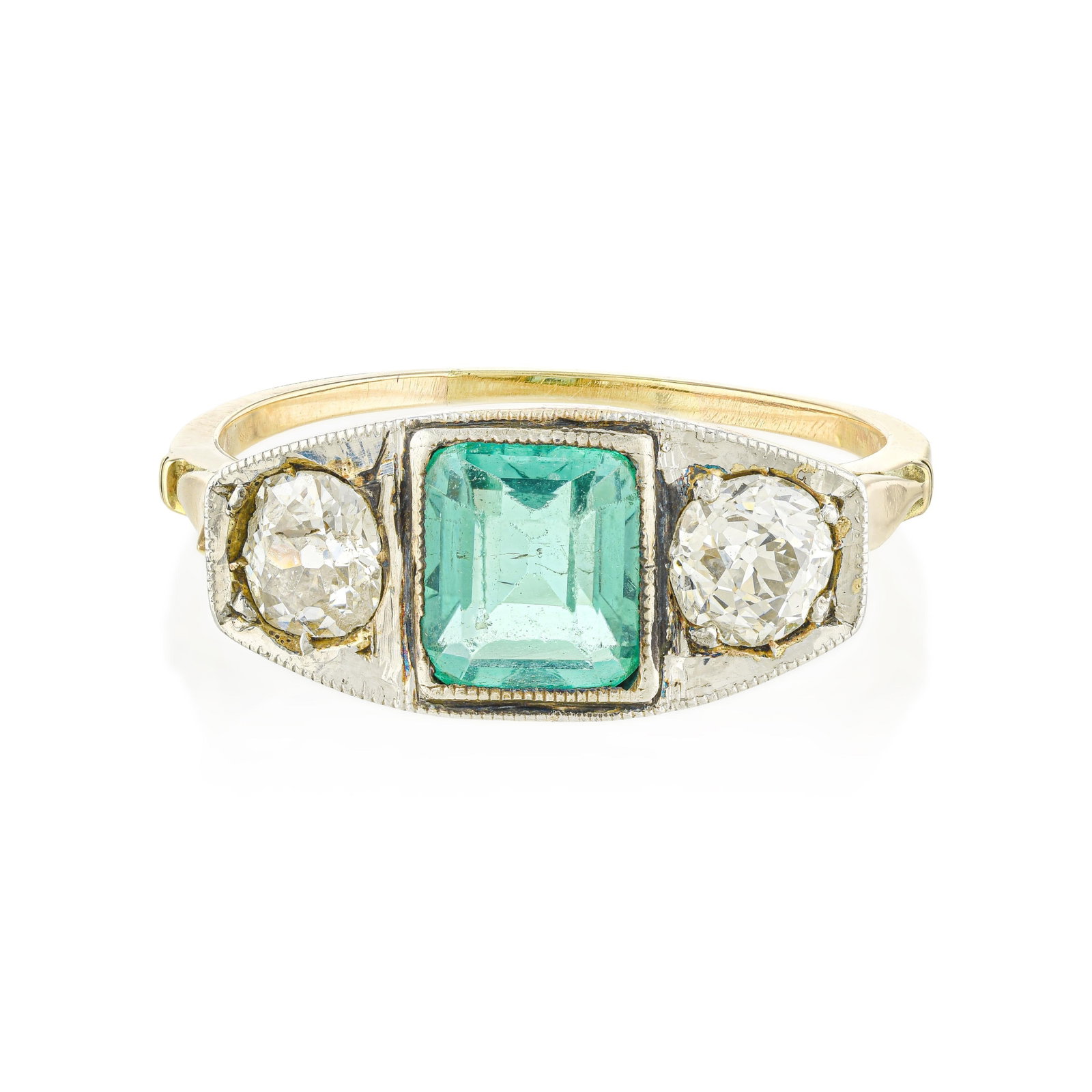 Art Deco Emerald and Diamond Ring: ESTIMATED RETAIL PRICE: $2,200* *This is the estimated value a piece of similar quality, craftsmanship, and characteristics could command at retail. Art Deco's contribution to ring design was the thre